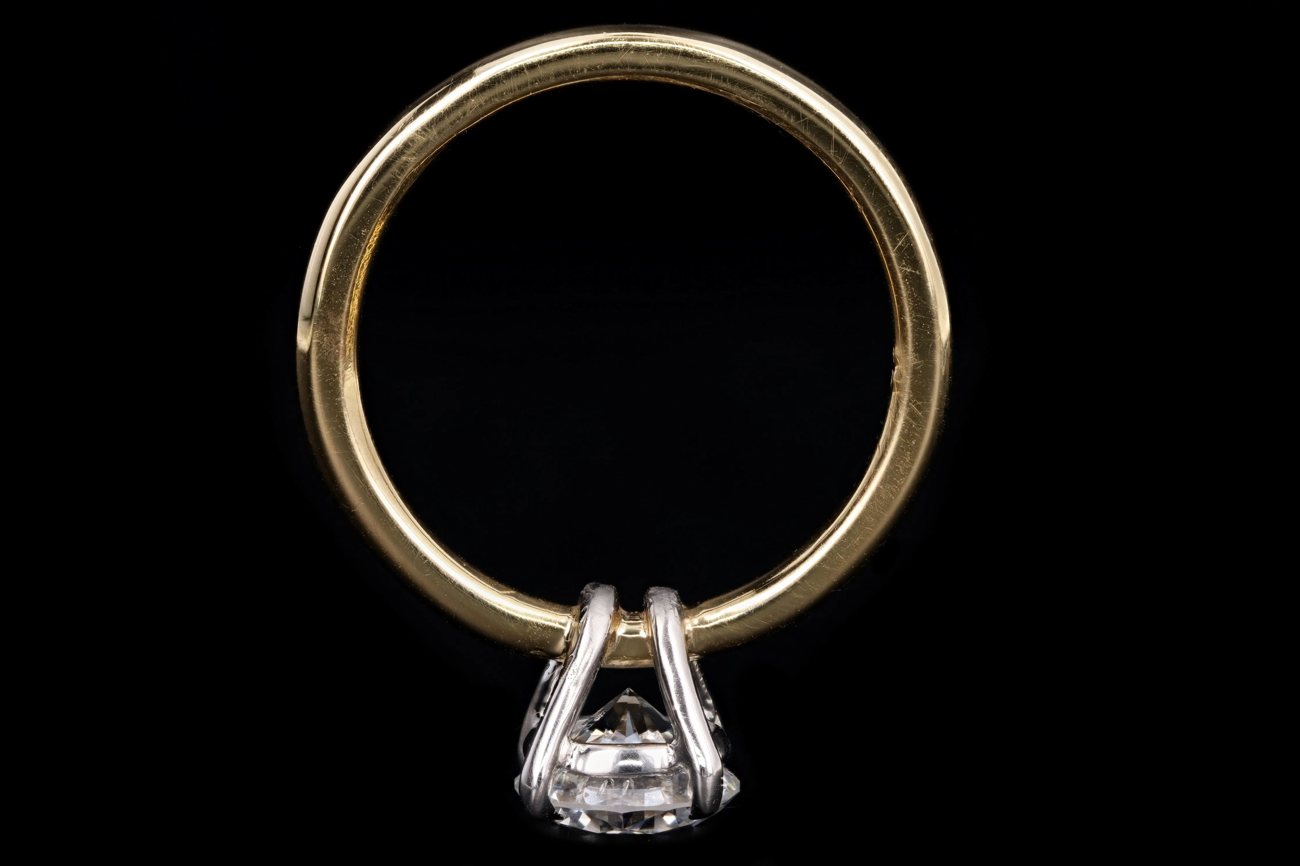 New Handmade 18K Yellow Gold & Platinum 1.40 Carat Round Brilliant Diamond Engagement Ring GIA Certified