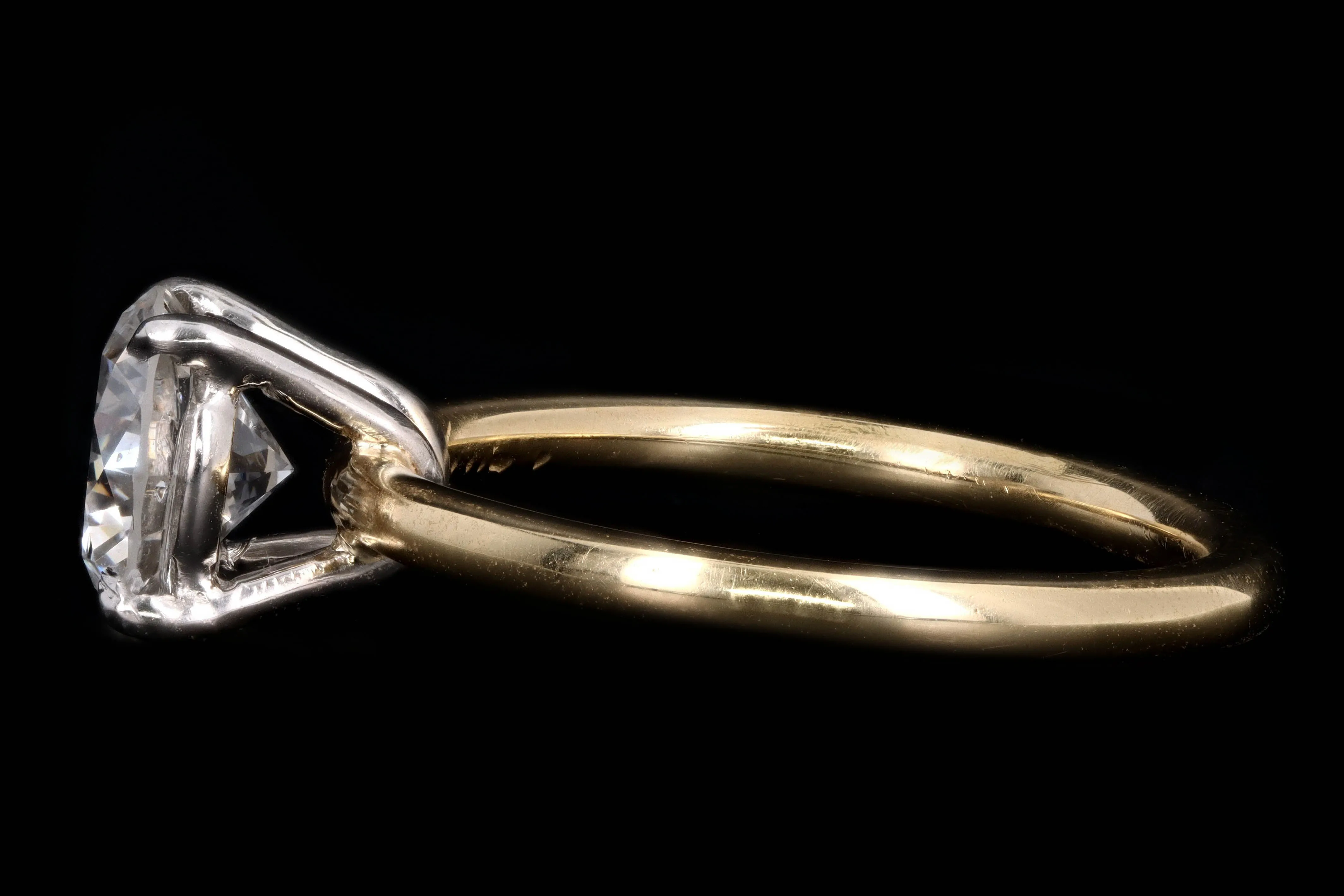 New Handmade 18K Yellow Gold & Platinum 1.40 Carat Round Brilliant Diamond Engagement Ring GIA Certified