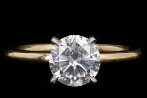New Handmade 18K Yellow Gold & Platinum 1.40 Carat Round Brilliant Diamond Engagement Ring GIA Certified