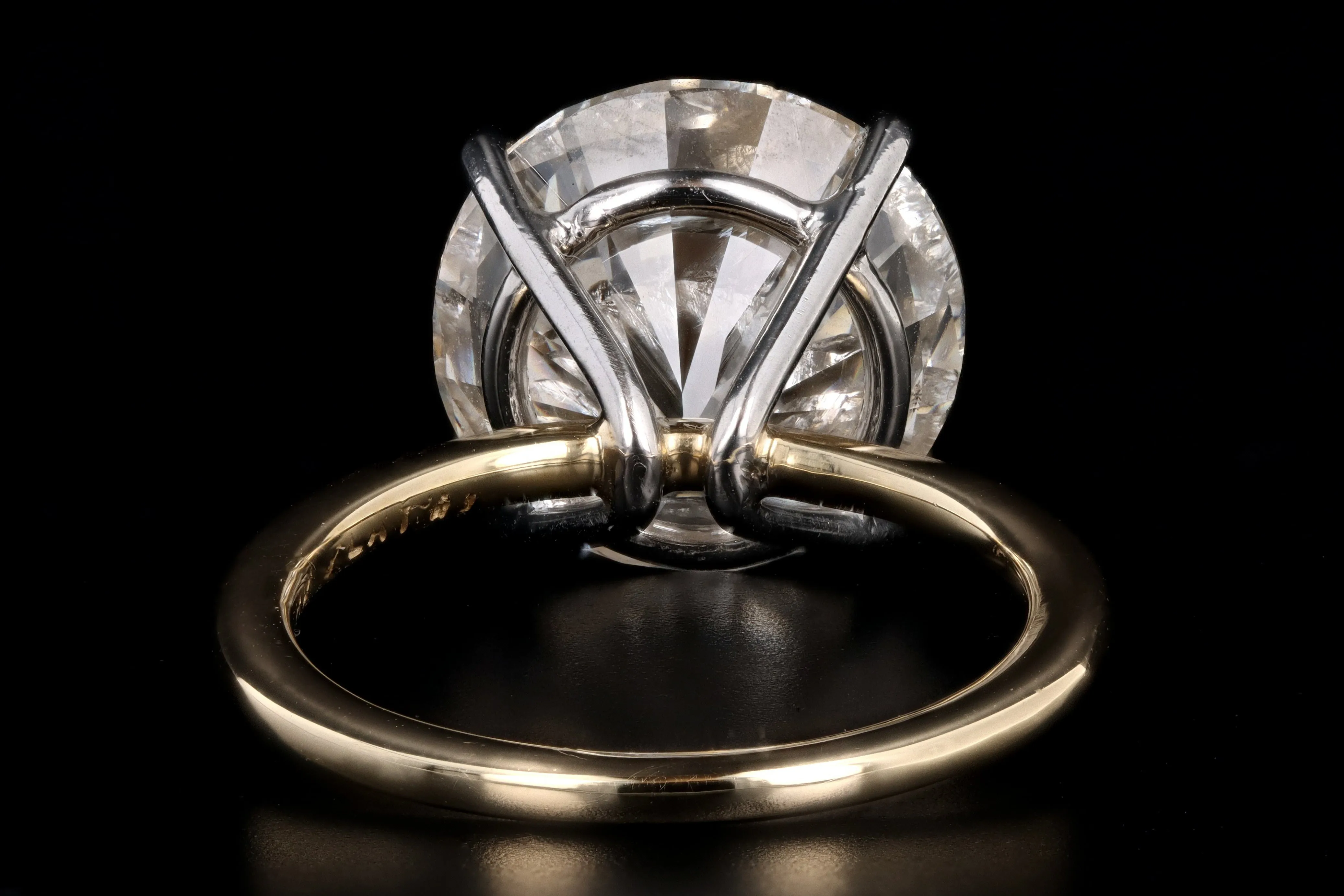 New Handmade 18K Yellow Gold & Platinum 8.08 Carat Round Brilliant Cut Diamond Engagement Ring