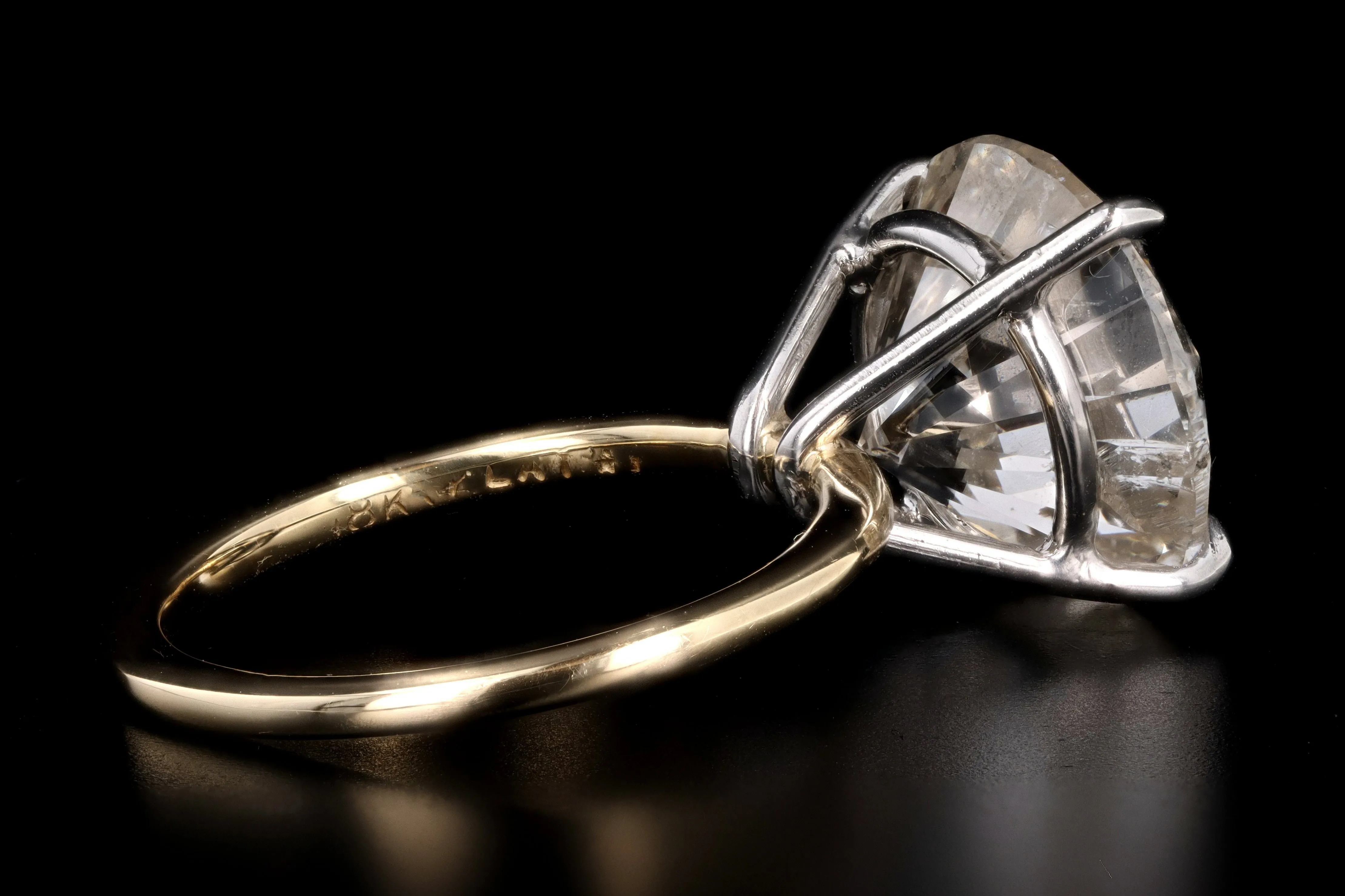 New Handmade 18K Yellow Gold & Platinum 8.08 Carat Round Brilliant Cut Diamond Engagement Ring