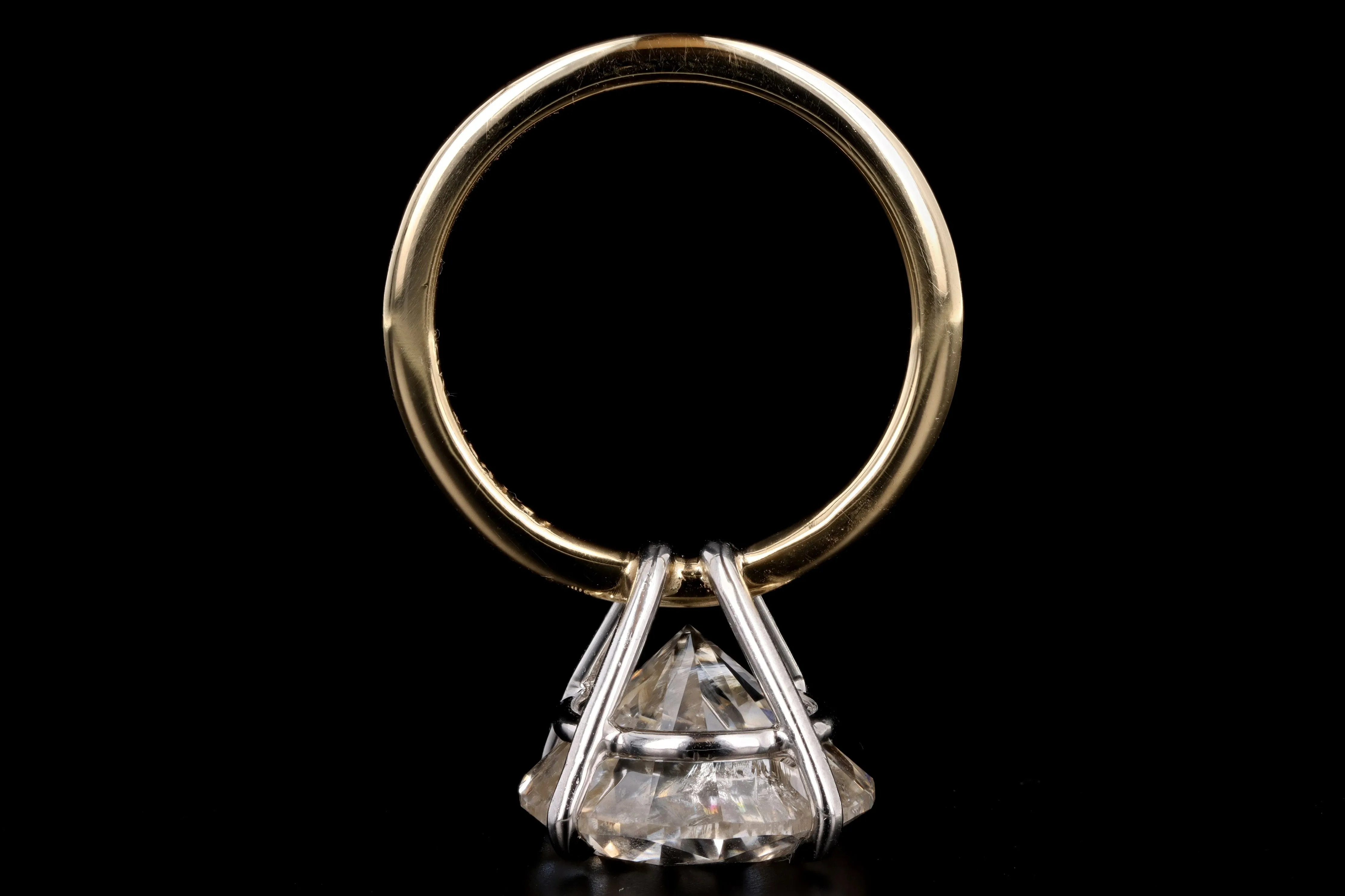 New Handmade 18K Yellow Gold & Platinum 8.08 Carat Round Brilliant Cut Diamond Engagement Ring