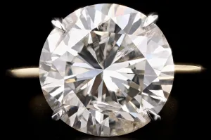 New Handmade 18K Yellow Gold & Platinum 8.08 Carat Round Brilliant Cut Diamond Engagement Ring
