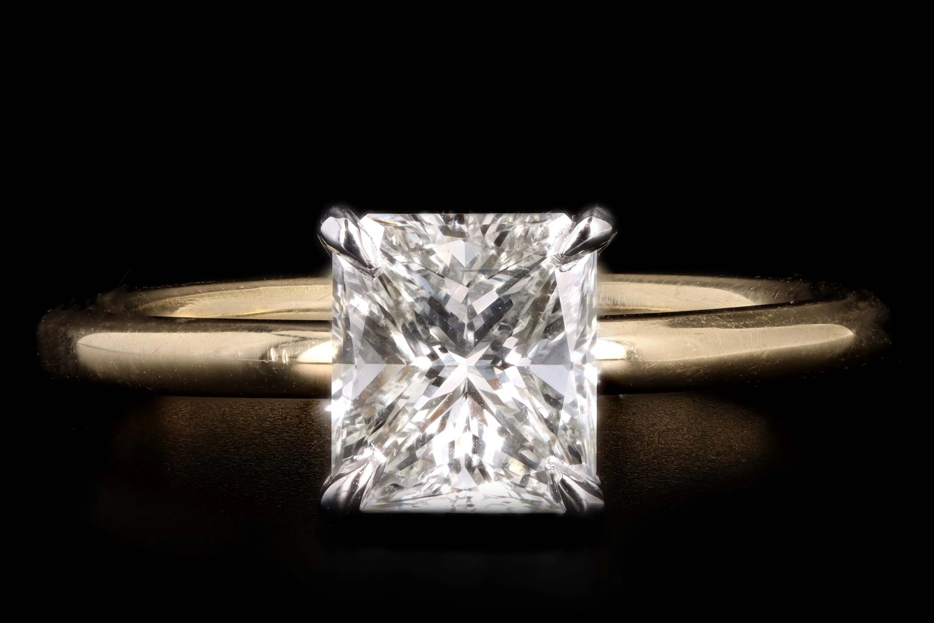 New Handmade Platinum & 18K Yellow Gold 1.38 Carat Radiant Cut Diamond Engagement Ring GIA Certified