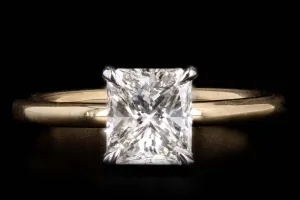 New Handmade Platinum & 18K Yellow Gold 1.38 Carat Radiant Cut Diamond Engagement Ring GIA Certified