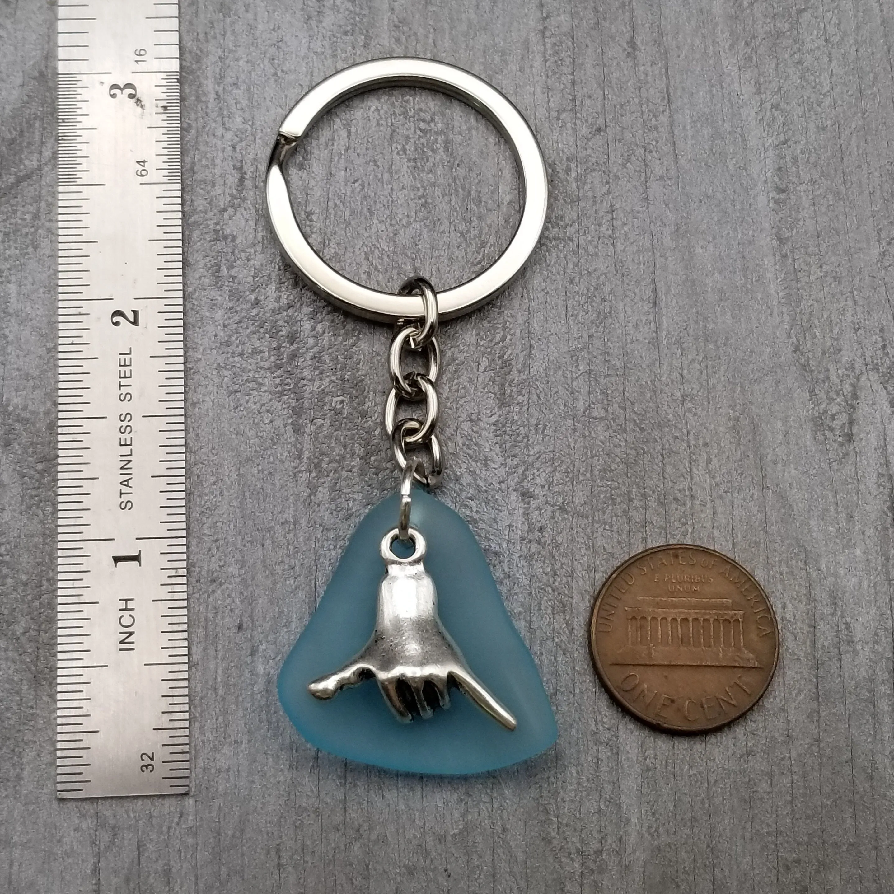 NEW Hawaiian Jewelry Sea Glass Jewelry, Sea Glass  Keychain Unisex Gift, For Men or Women, Shaka Charm