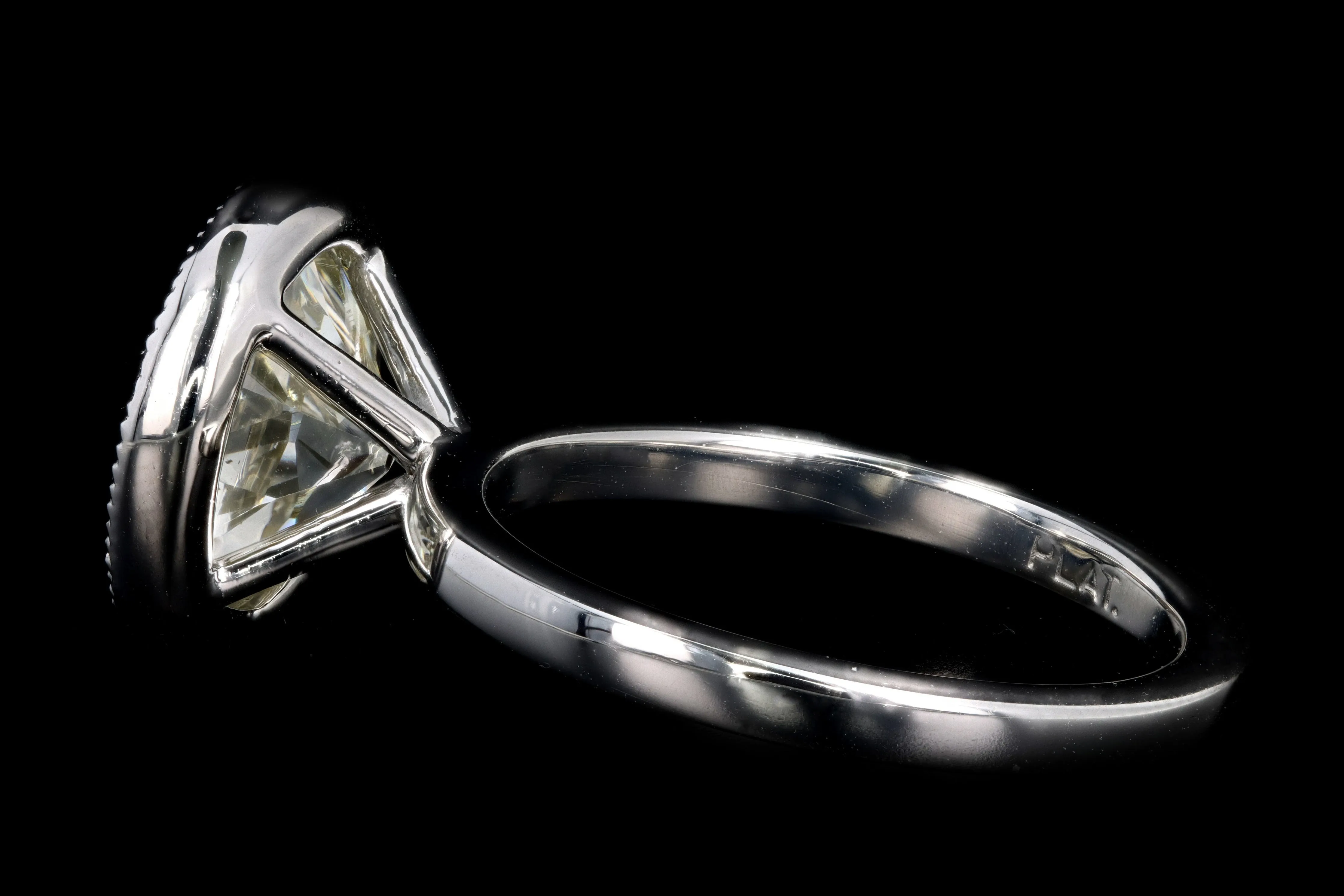 New Platinum 4.52 Carat Old European Diamond Bezel Engagement Ring