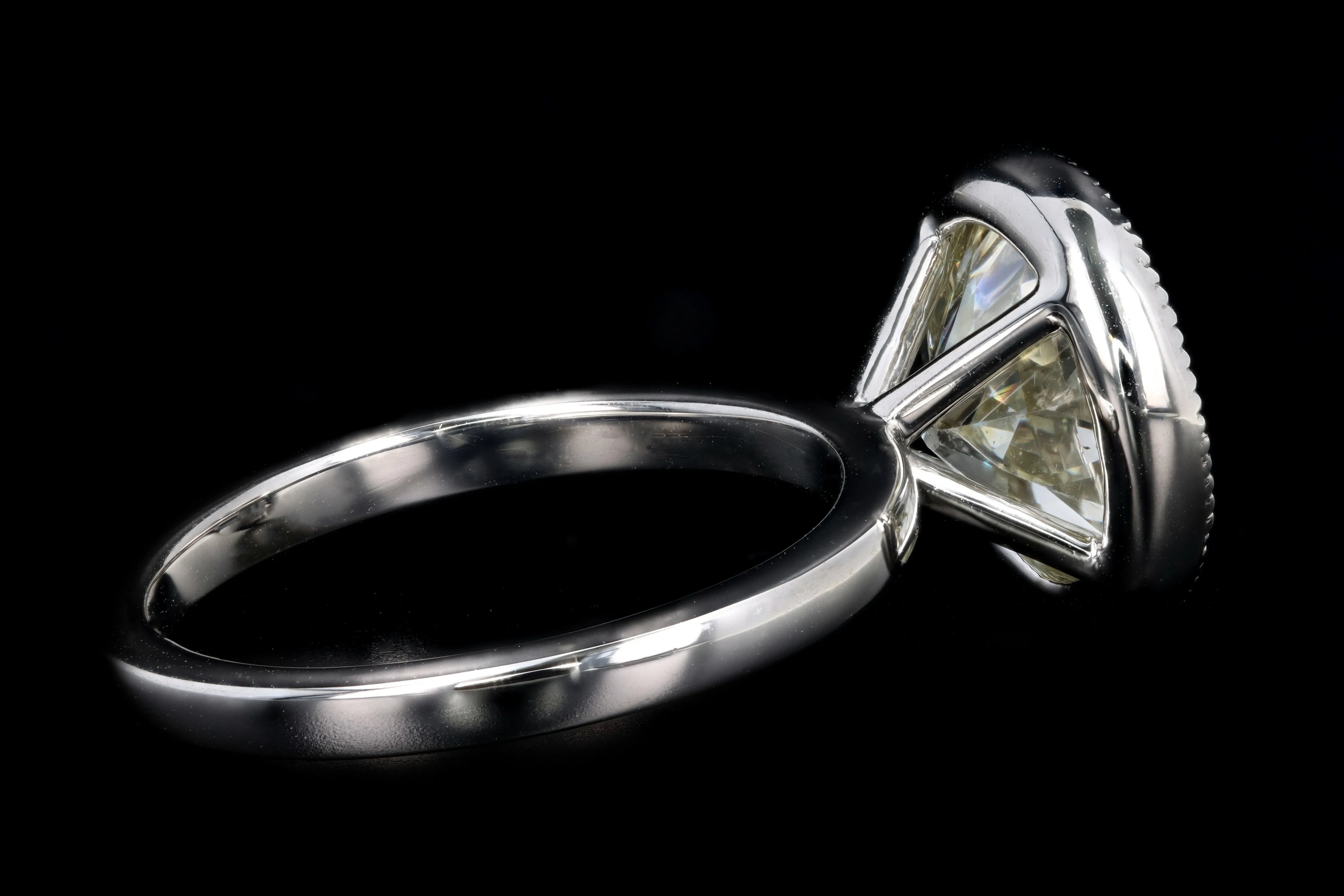 New Platinum 4.52 Carat Old European Diamond Bezel Engagement Ring