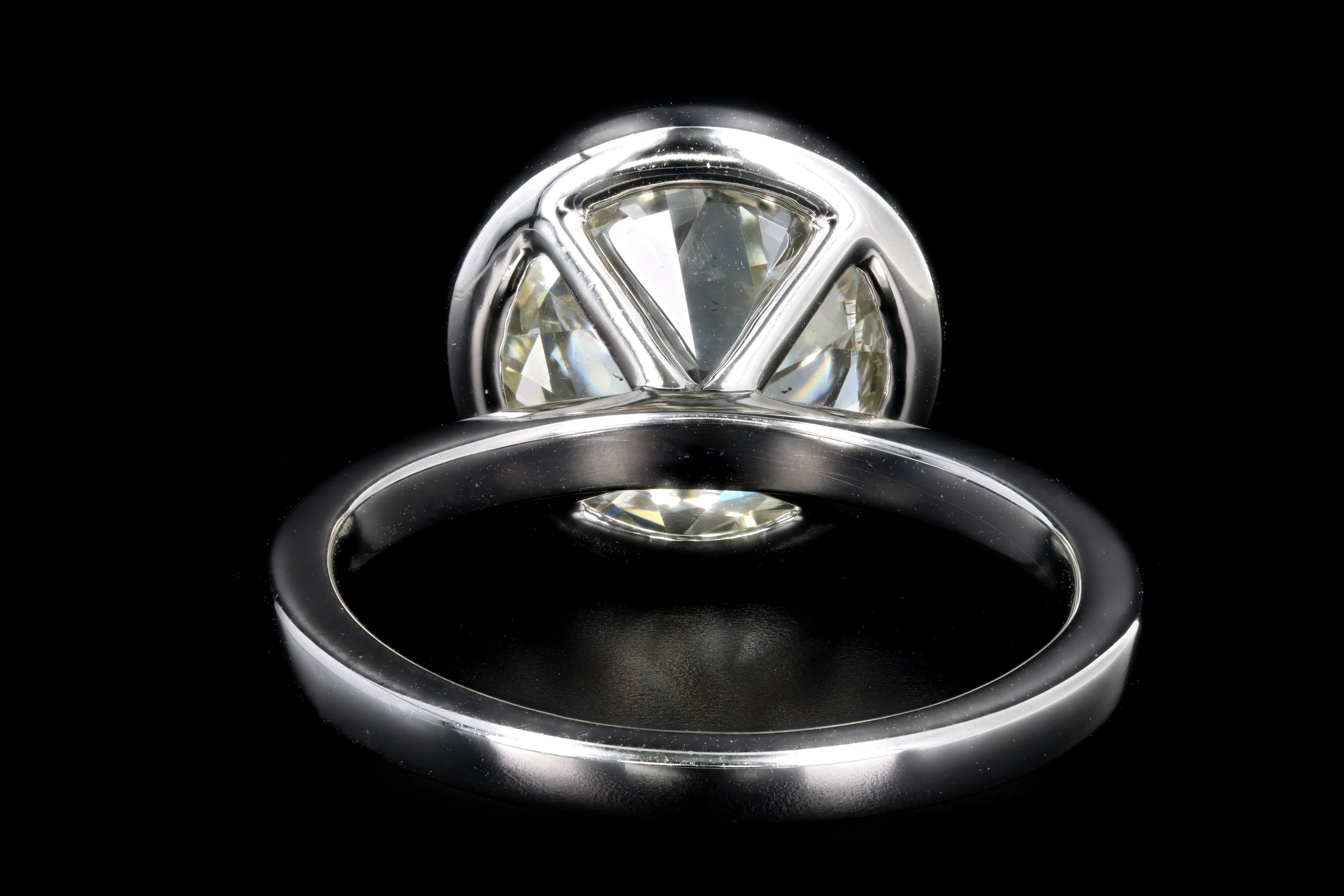 New Platinum 4.52 Carat Old European Diamond Bezel Engagement Ring