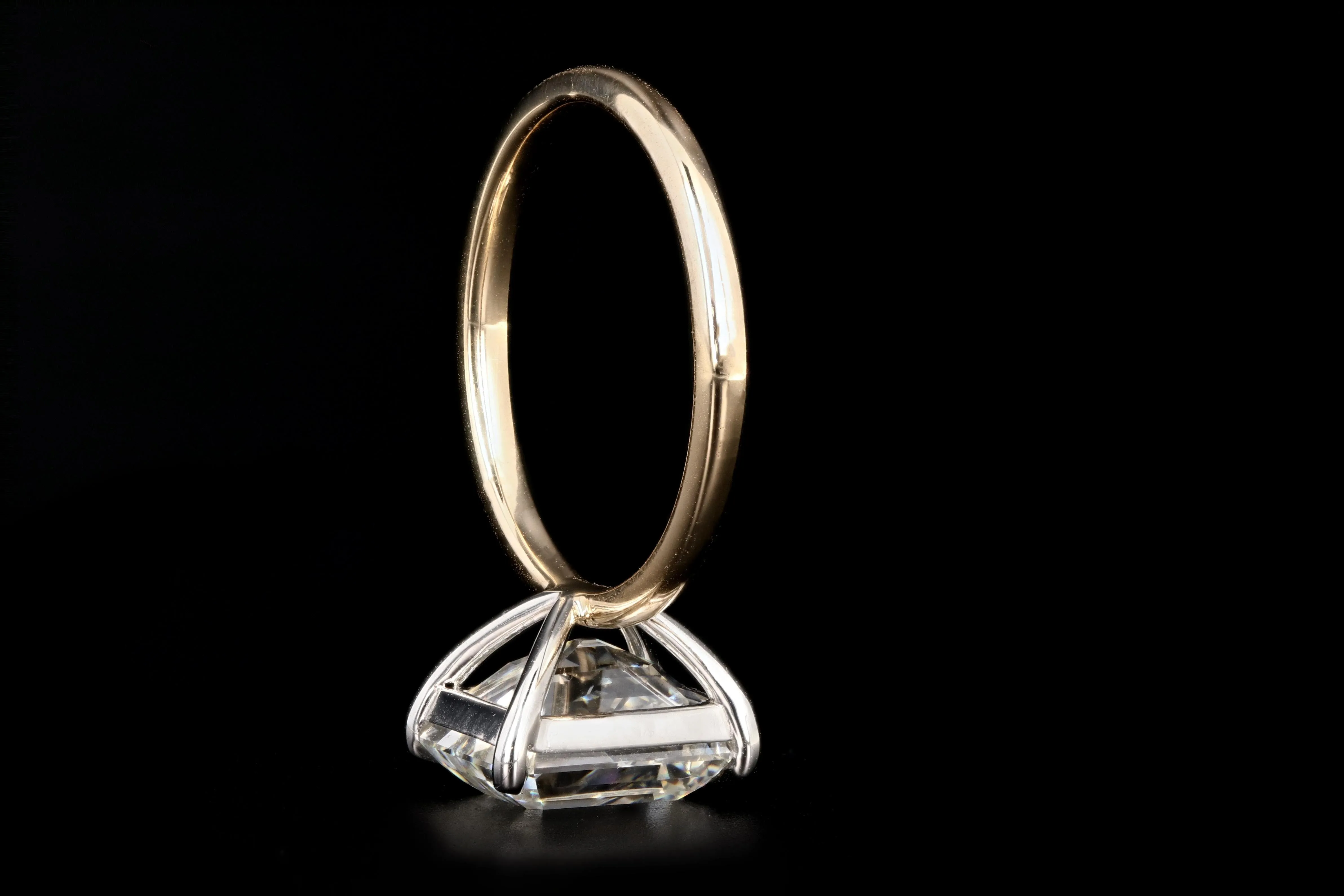 New Platinum and 14K Yellow Gold 4.30 Emerald Cut Diamond Engagement Ring GIA Certified