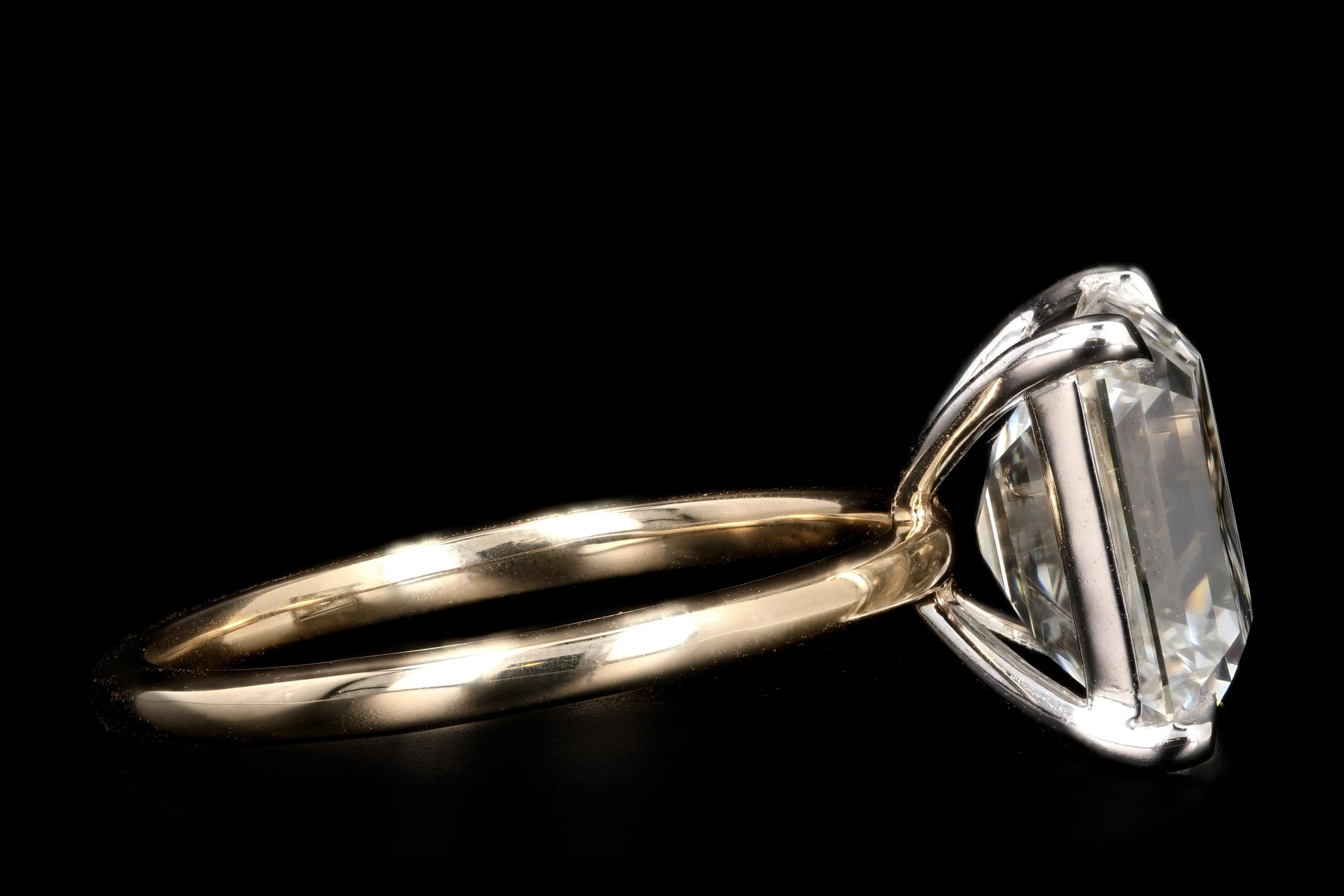 New Platinum and 14K Yellow Gold 4.30 Emerald Cut Diamond Engagement Ring GIA Certified