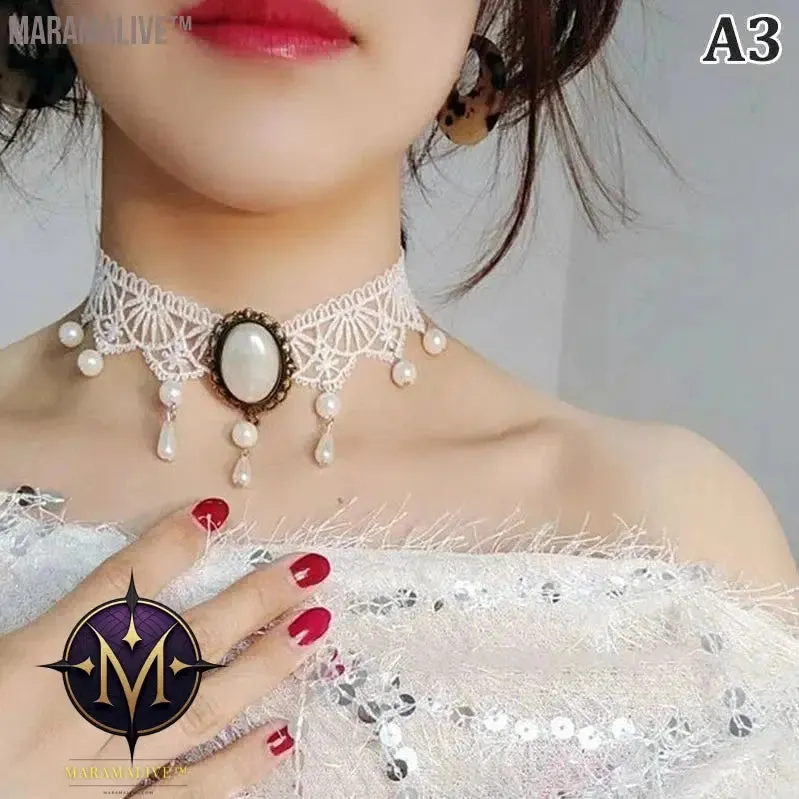 New Sexy Gothic Chokers Crystal Black Lace Neck Choker Necklace Vintage Victorian Women Chocker Steampunk Jewelry