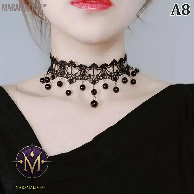 New Sexy Gothic Chokers Crystal Black Lace Neck Choker Necklace Vintage Victorian Women Chocker Steampunk Jewelry