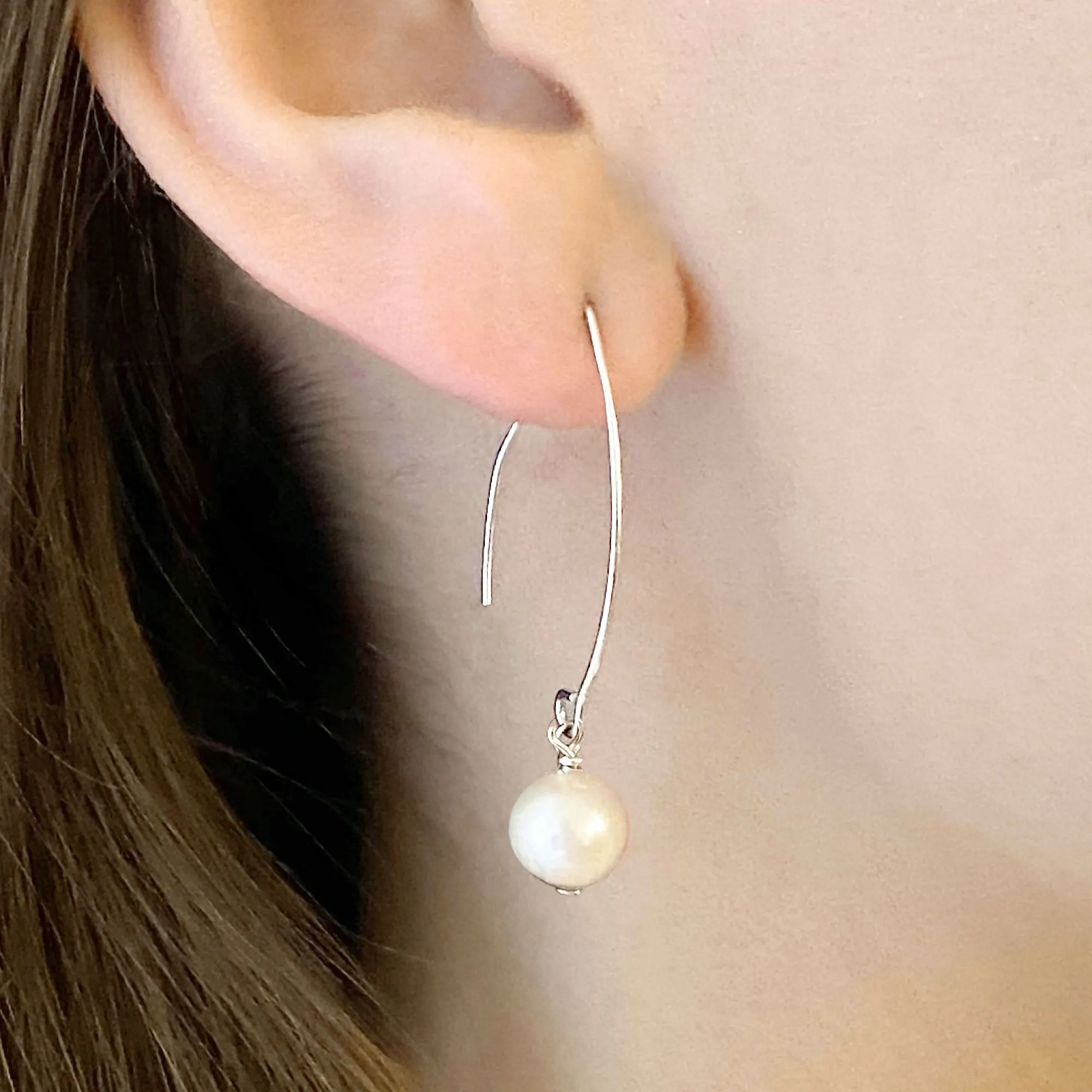 NYAH white freshwater pearl sterling earrings