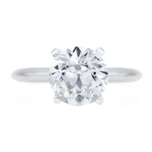 Old European Cut (OEC) Round Moissanite Platinum 4 Prongs Solitaire Ring
