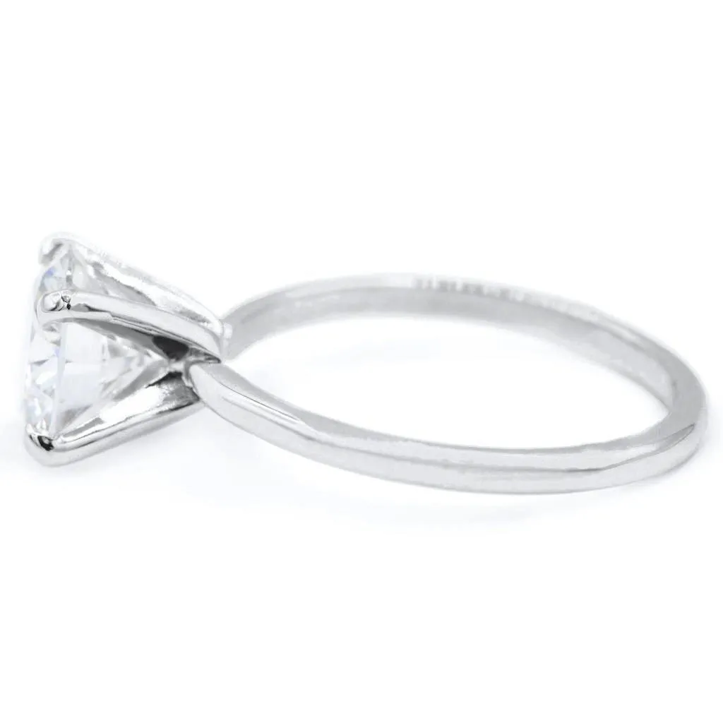 Old European Cut (OEC) Round Moissanite Platinum 4 Prongs Solitaire Ring