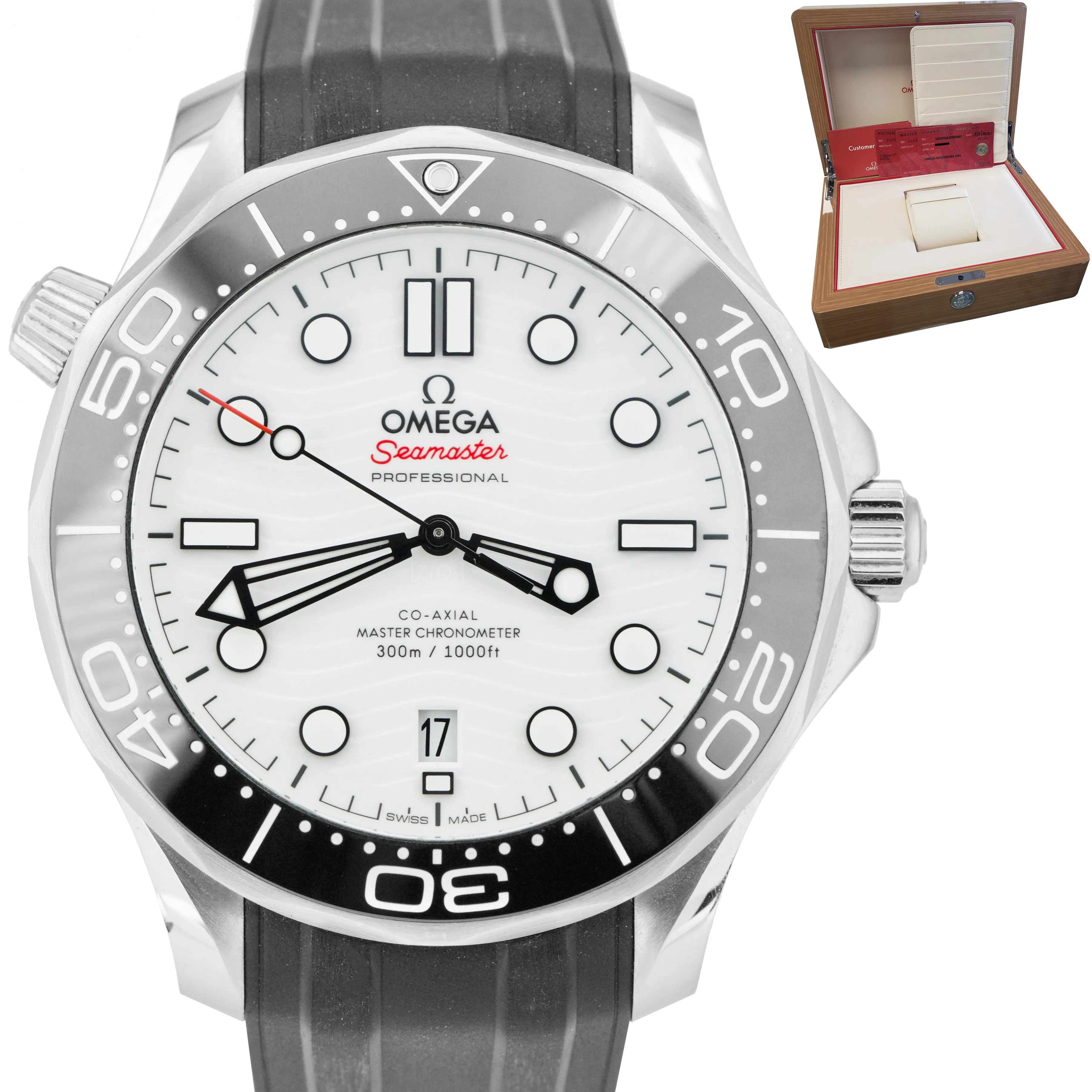 Omega Seamaster 300 Co-Axial 42mm Automatic SS White Watch 210.32.42.20.04.001