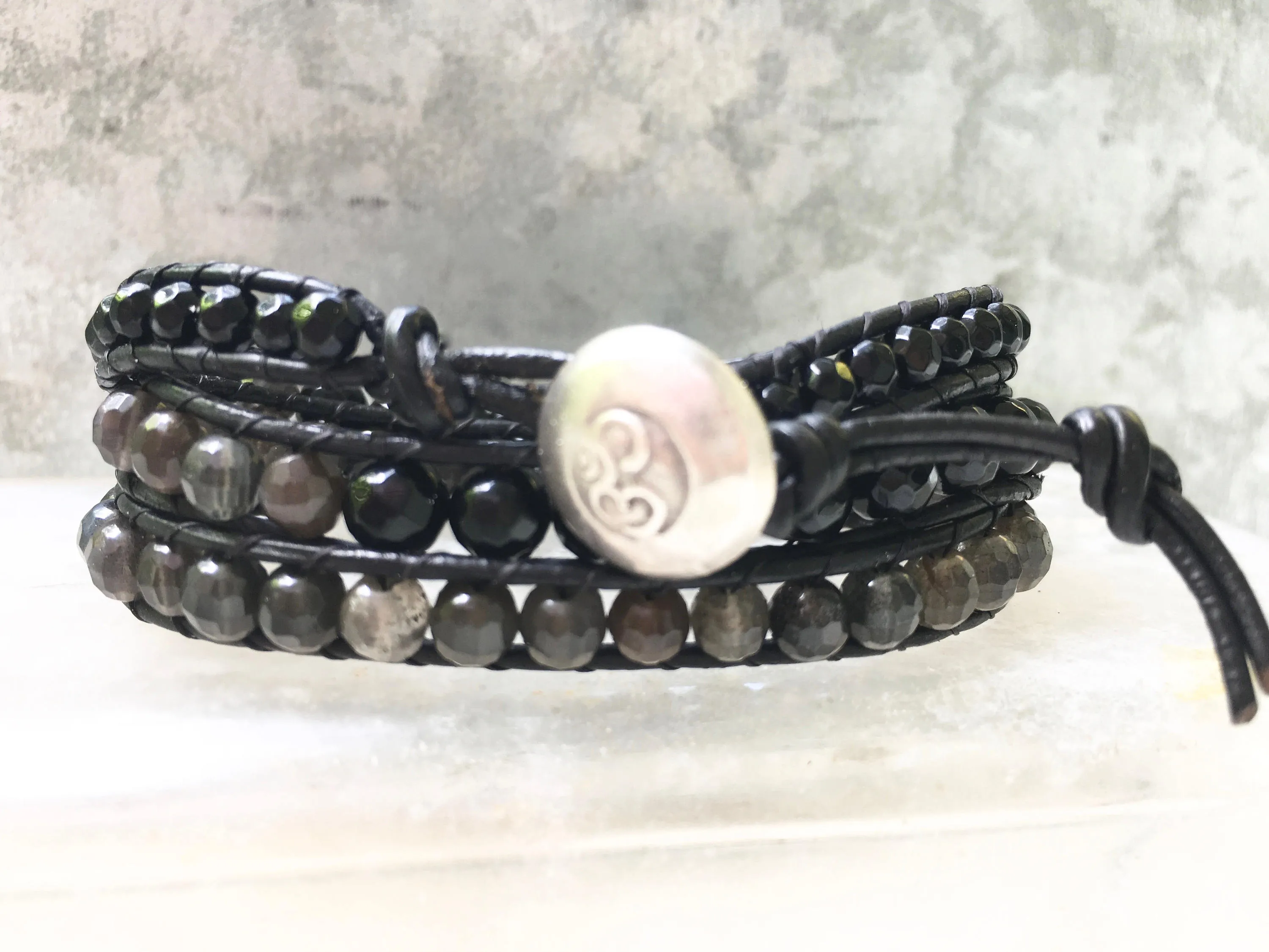 Onyx Agate Triple Wrap Bracelet