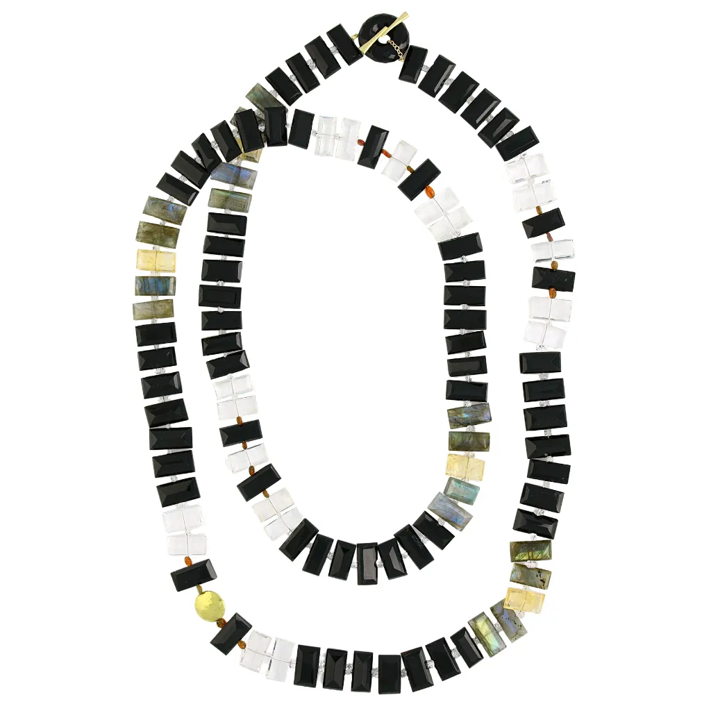 Onyx & Labradorite Piano Key Necklace