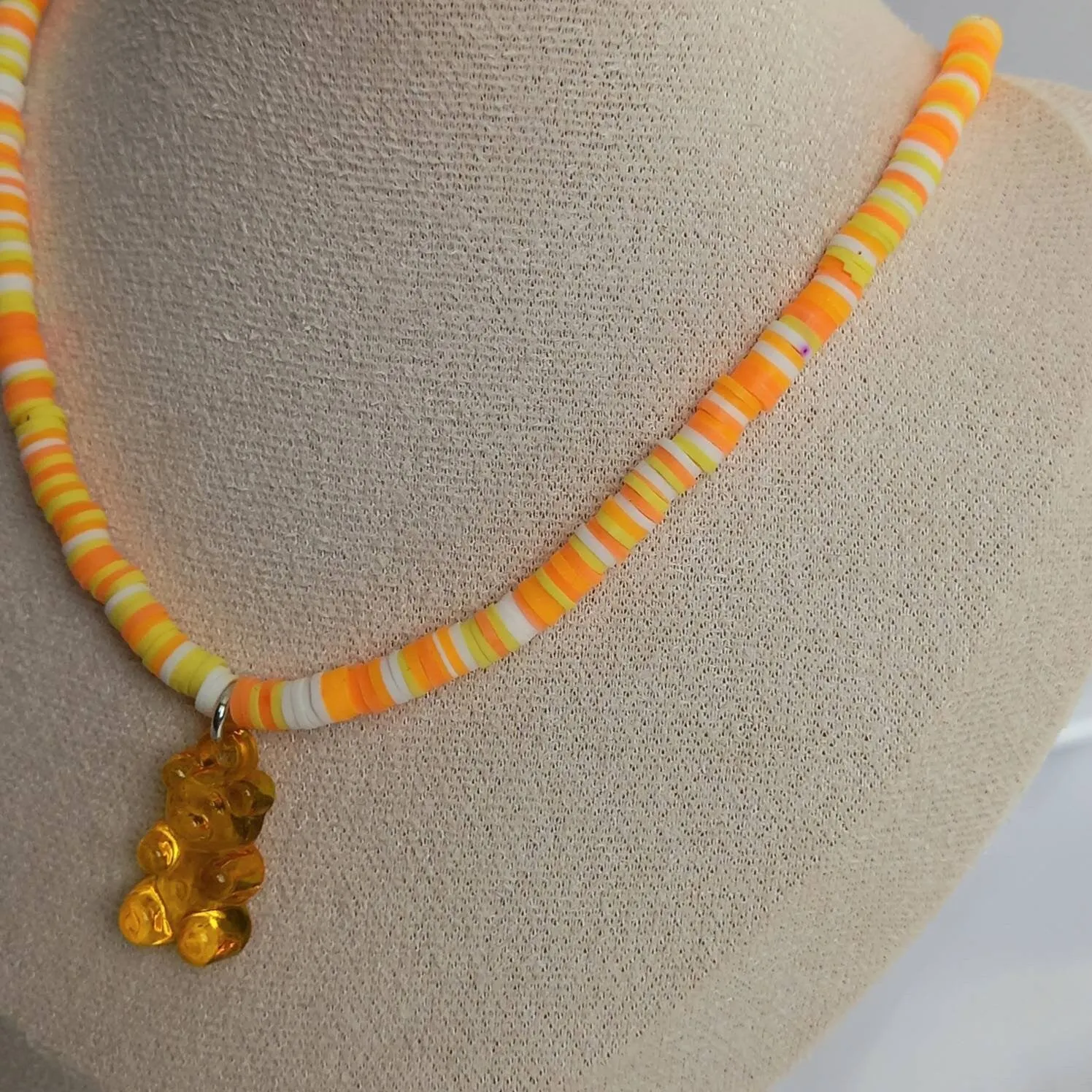 Orange Gummy Bear Bead Necklace - Orange Necklaces In The UK,Gummy Bear Necklaces,Beaded Necklaces In The UK,Beaded Jewellery In The UK