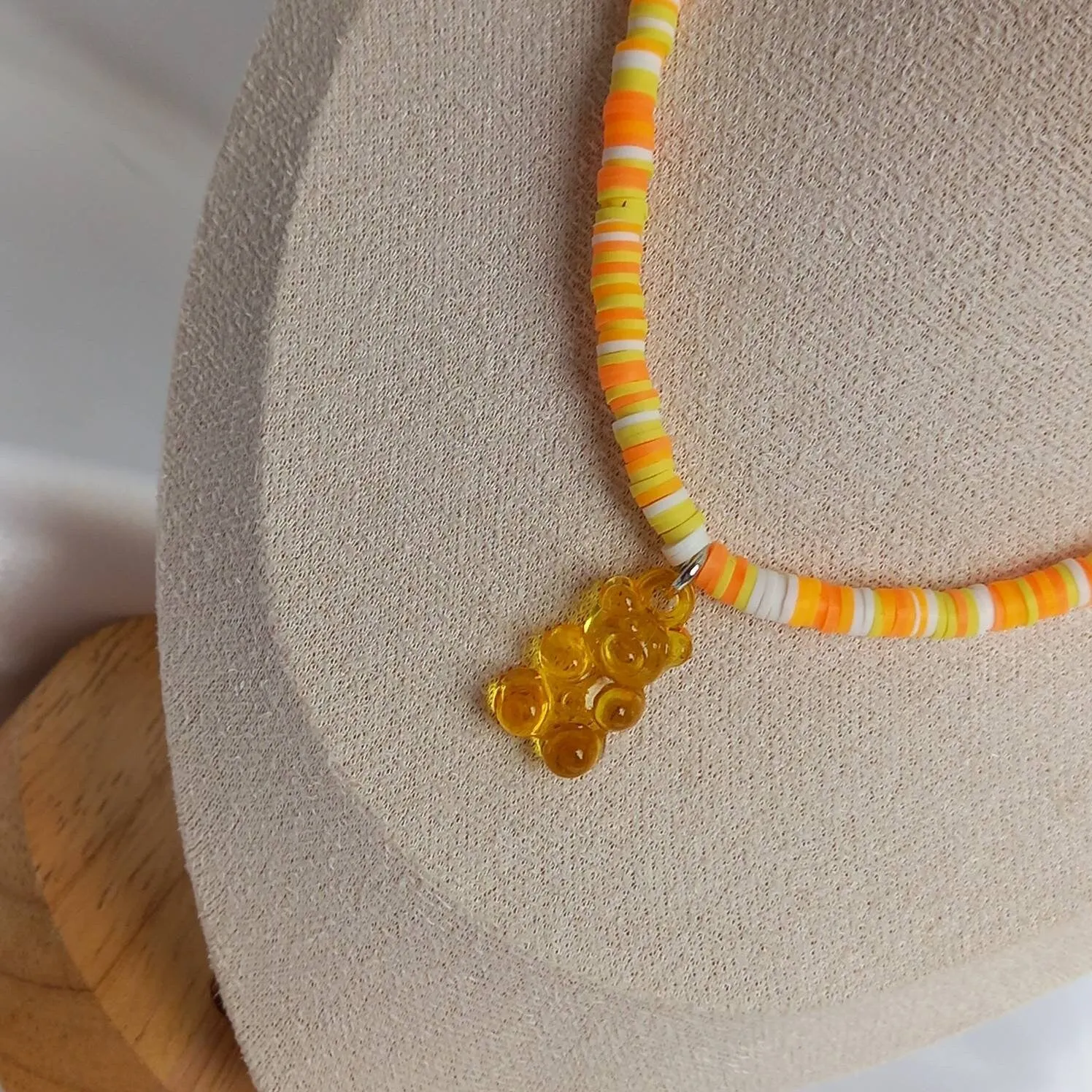 Orange Gummy Bear Bead Necklace - Orange Necklaces In The UK,Gummy Bear Necklaces,Beaded Necklaces In The UK,Beaded Jewellery In The UK