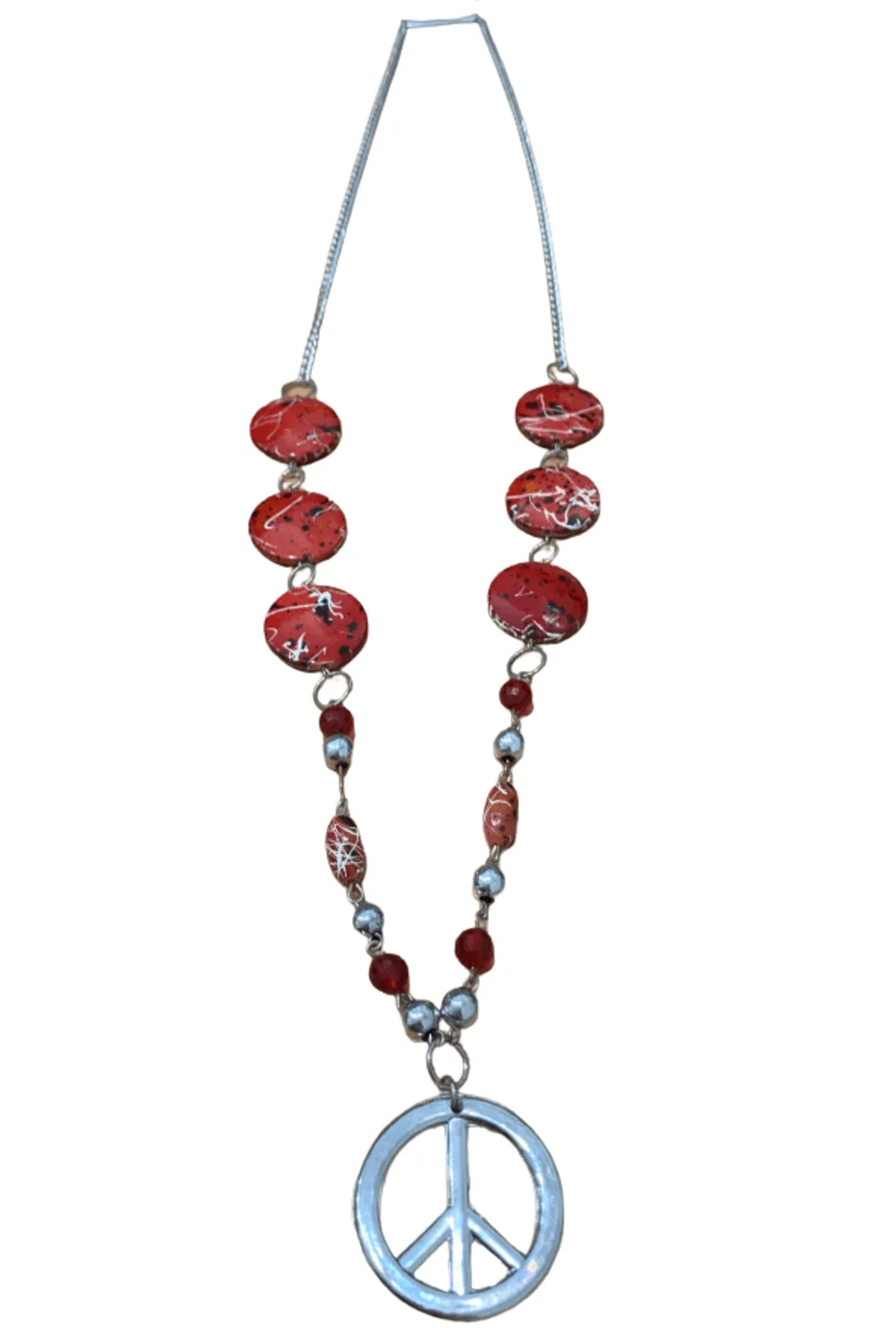 Orange Peace Beaded Necklace
