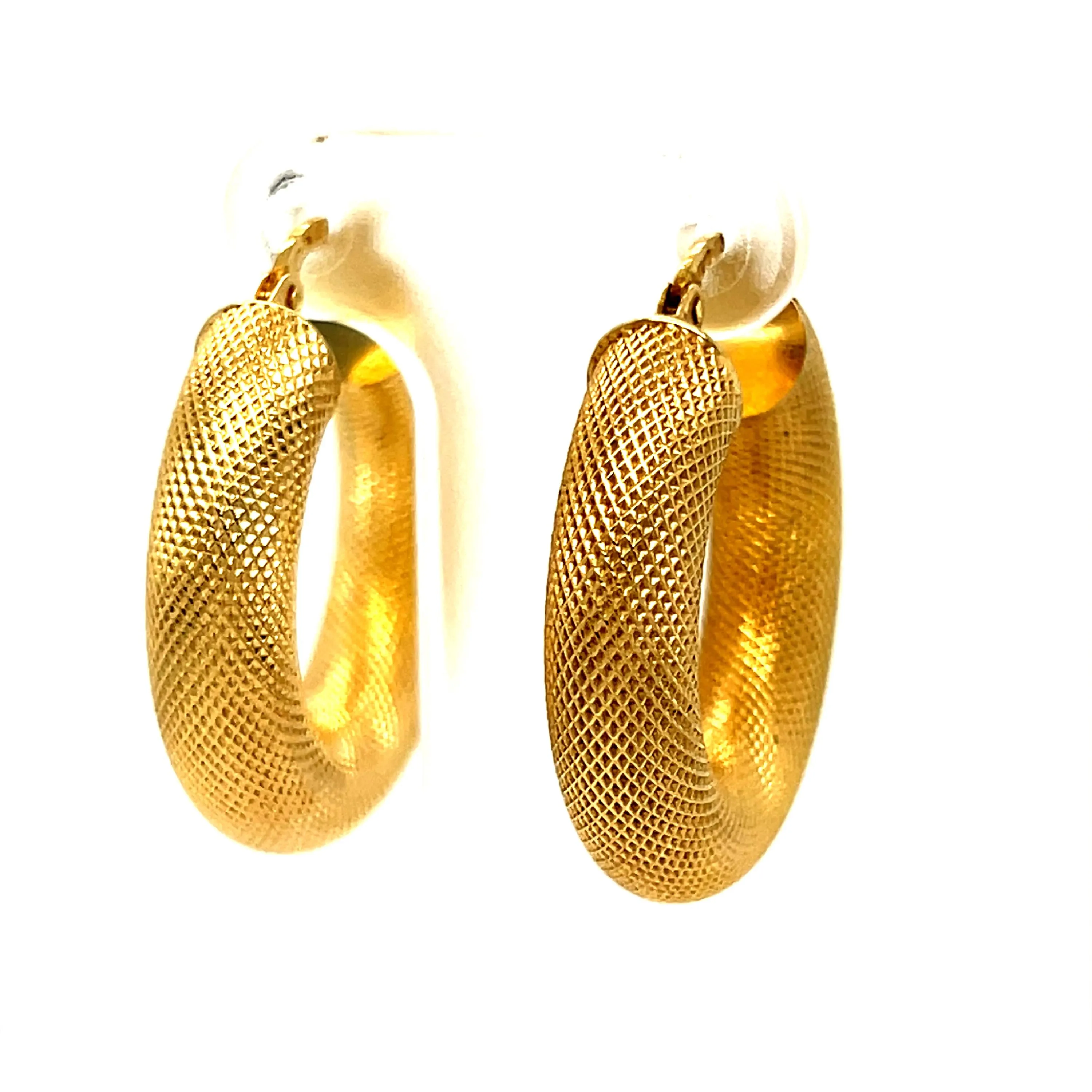 Outstanding 14K Yellow Textured Hoop Earrings.