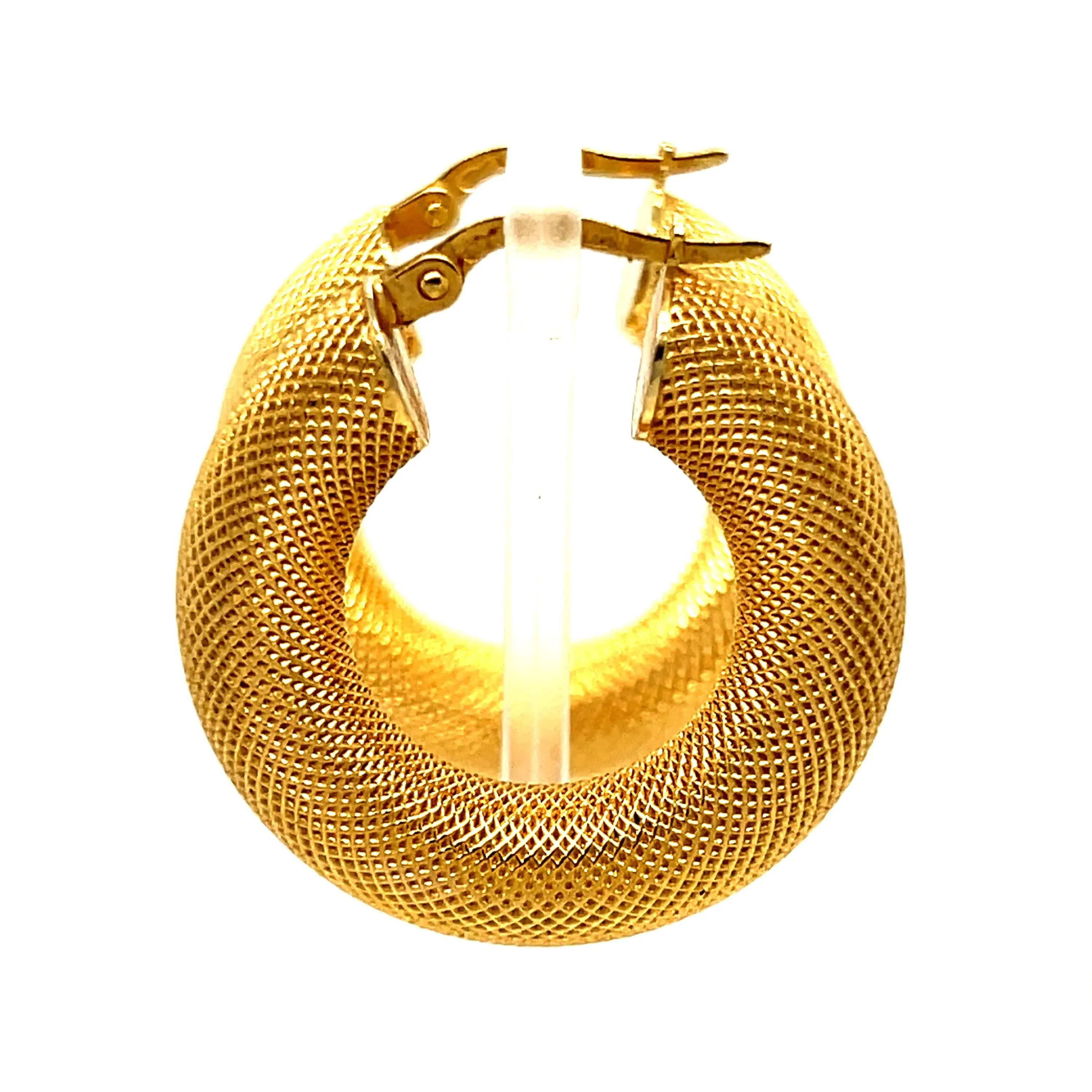 Outstanding 14K Yellow Textured Hoop Earrings.