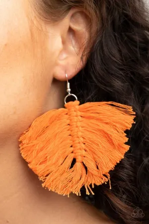Paparazzi Macrame Mamba - Orange Earrings