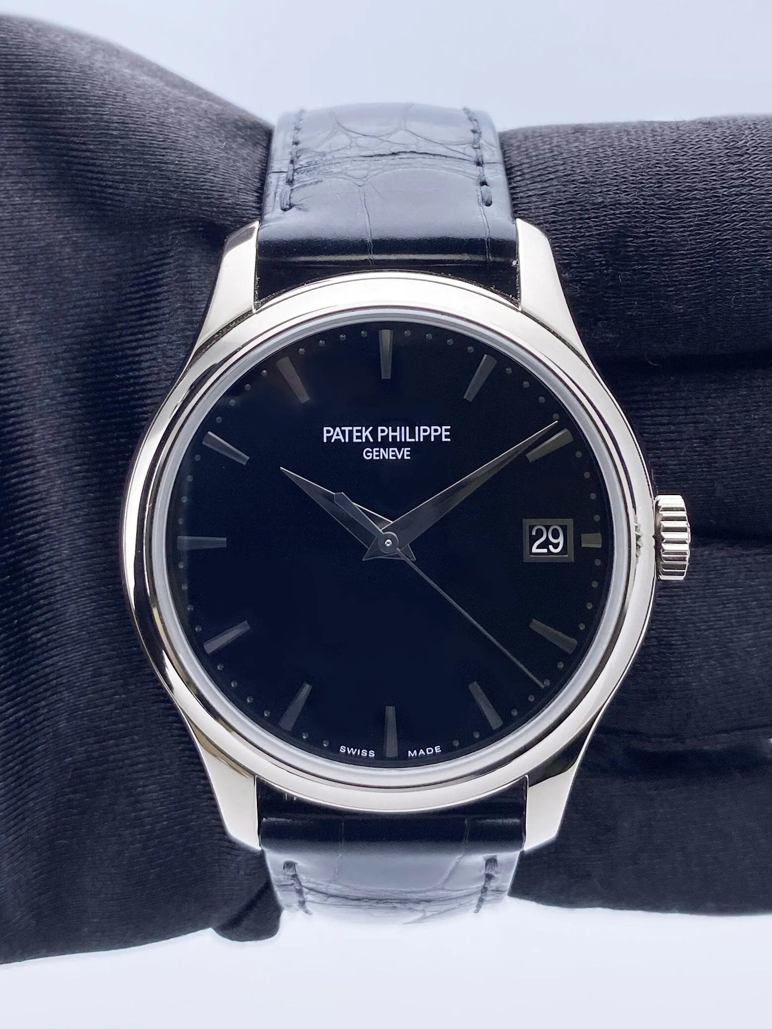 Patek Philippe Calatrava 5227G Black Dial Mens Watch Box Papers