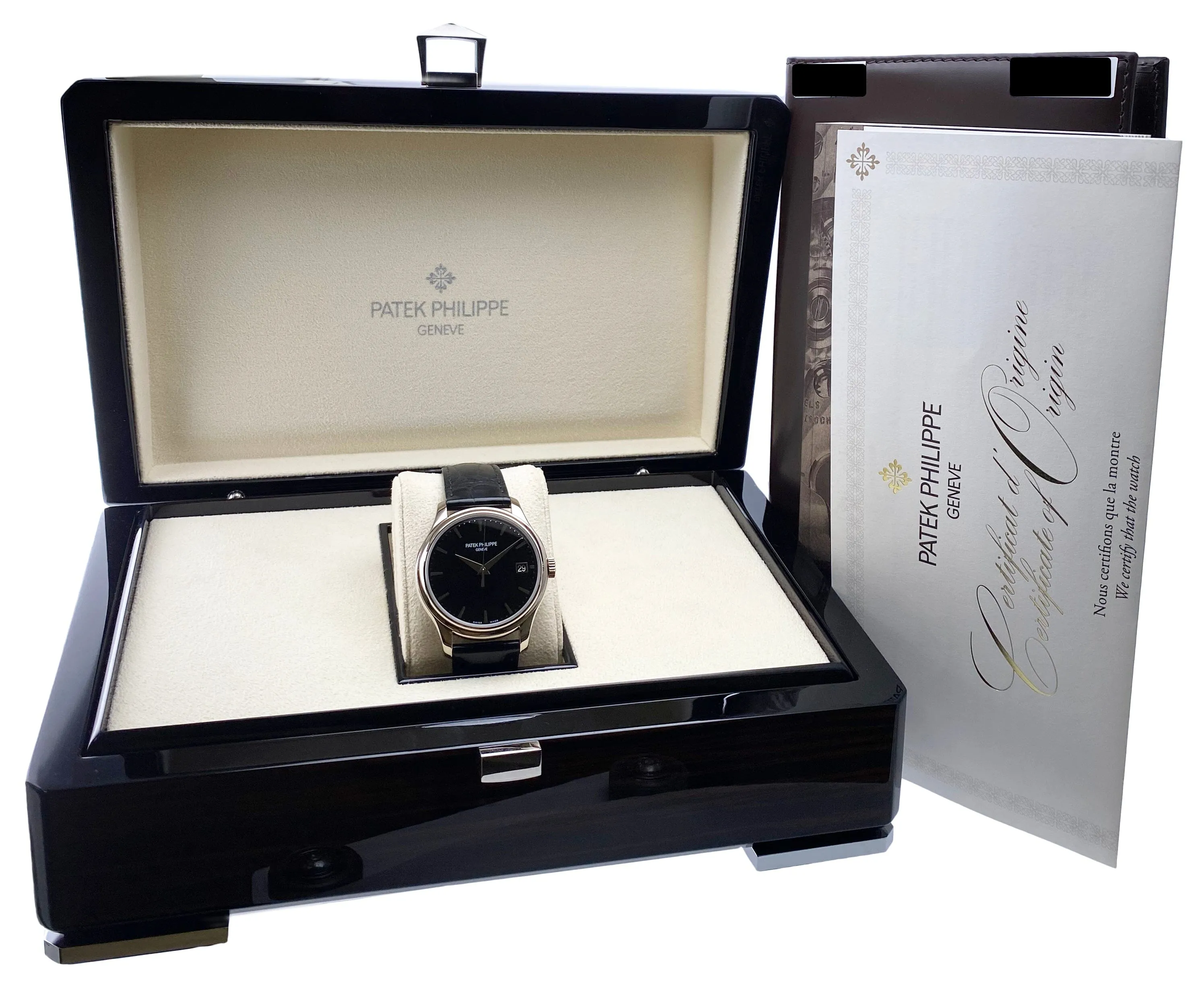 Patek Philippe Calatrava 5227G Black Dial Mens Watch Box Papers
