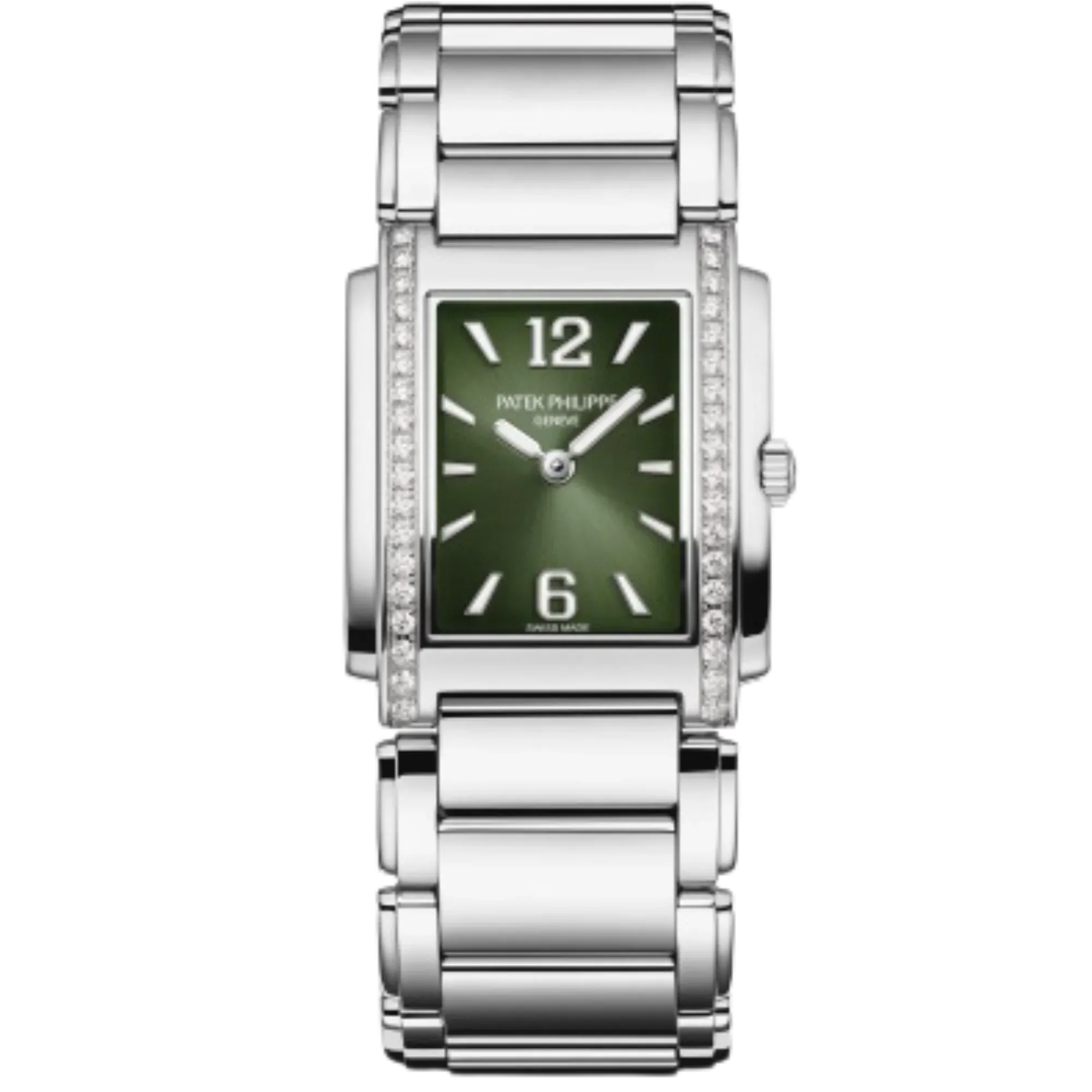 Patek Philippe TWENTY~4 Ref. 4910/1200A-011 Green Dial Diamond Bezel Stainless Steel
