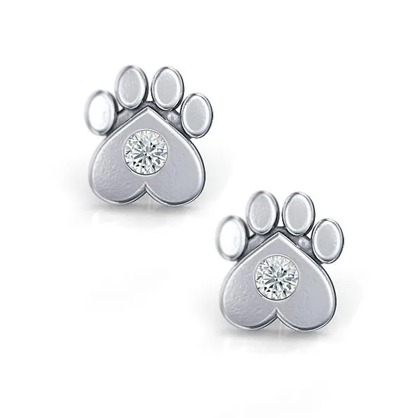 Paw Print Diamond Earrings