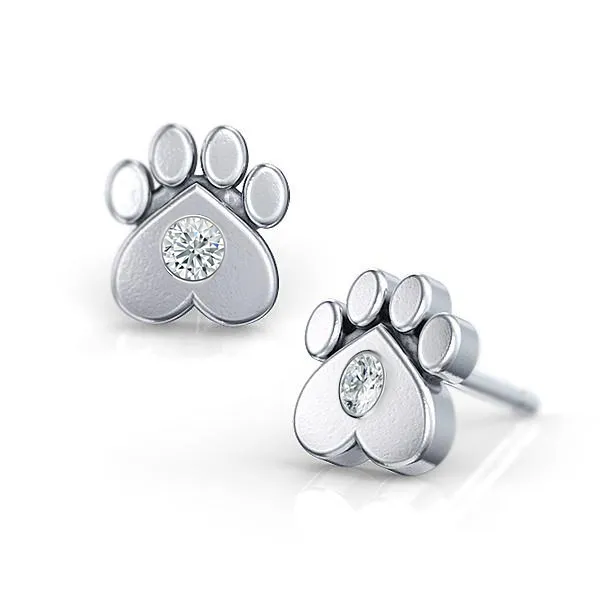 Paw Print Diamond Earrings