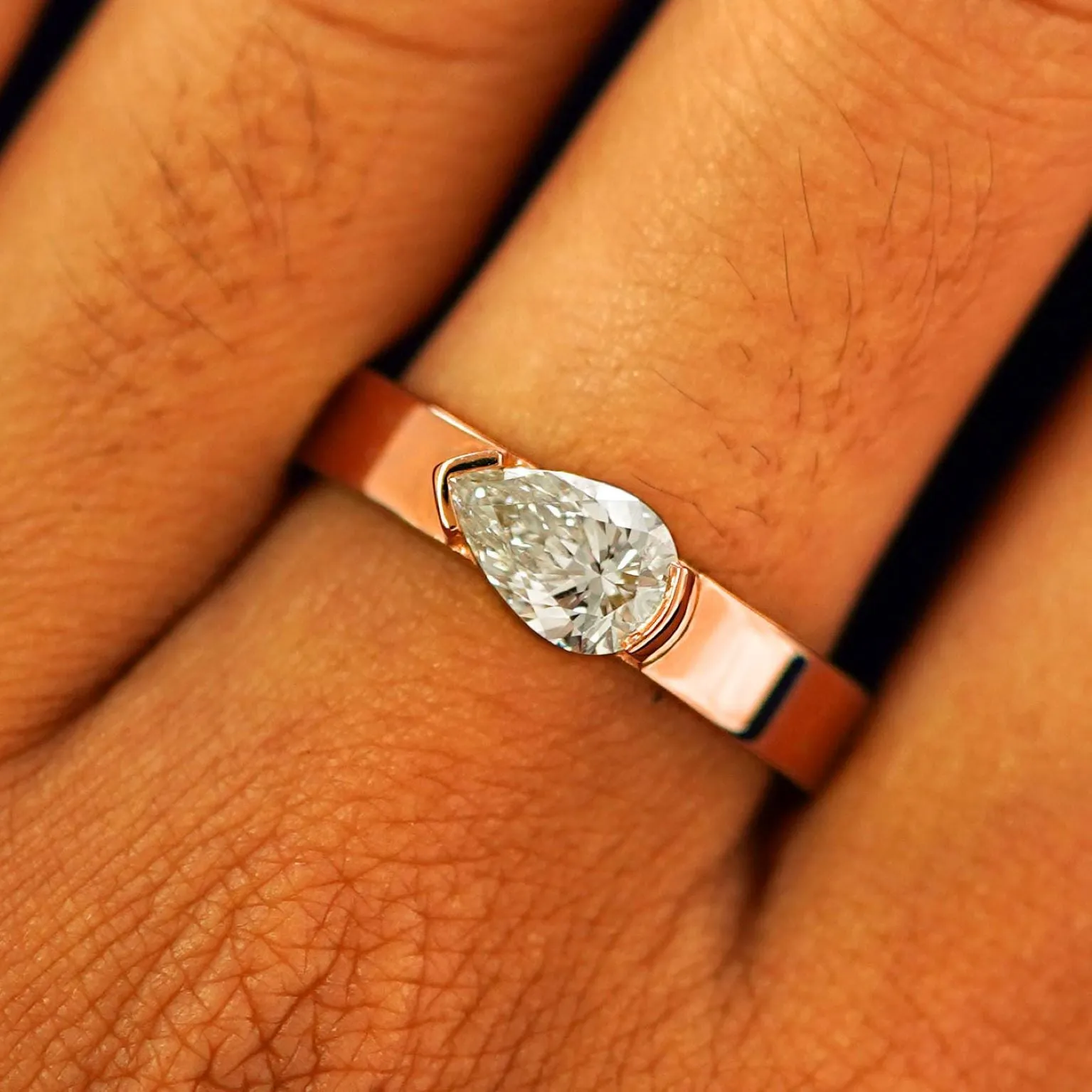 Pear Lab Diamond Ring