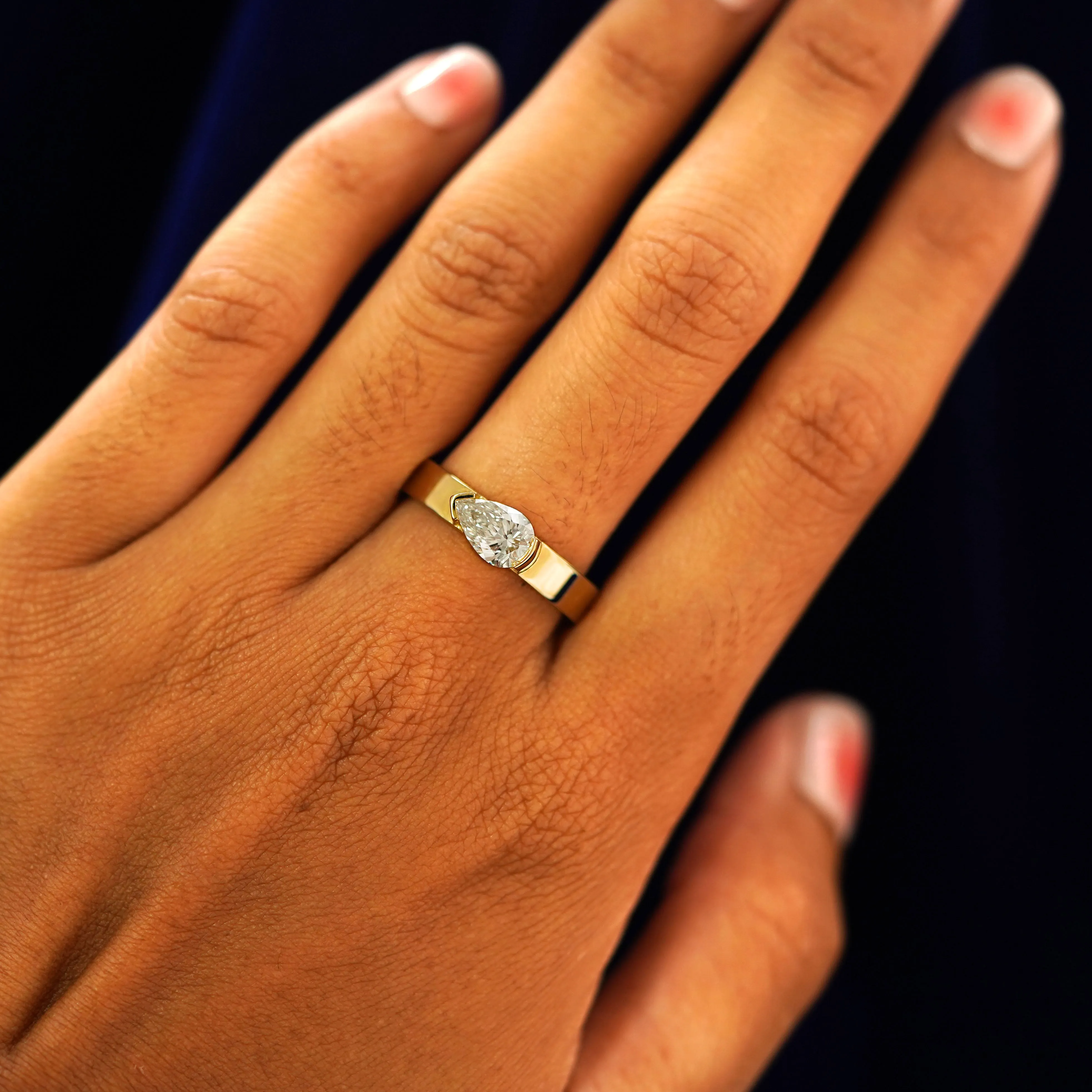 Pear Lab Diamond Ring