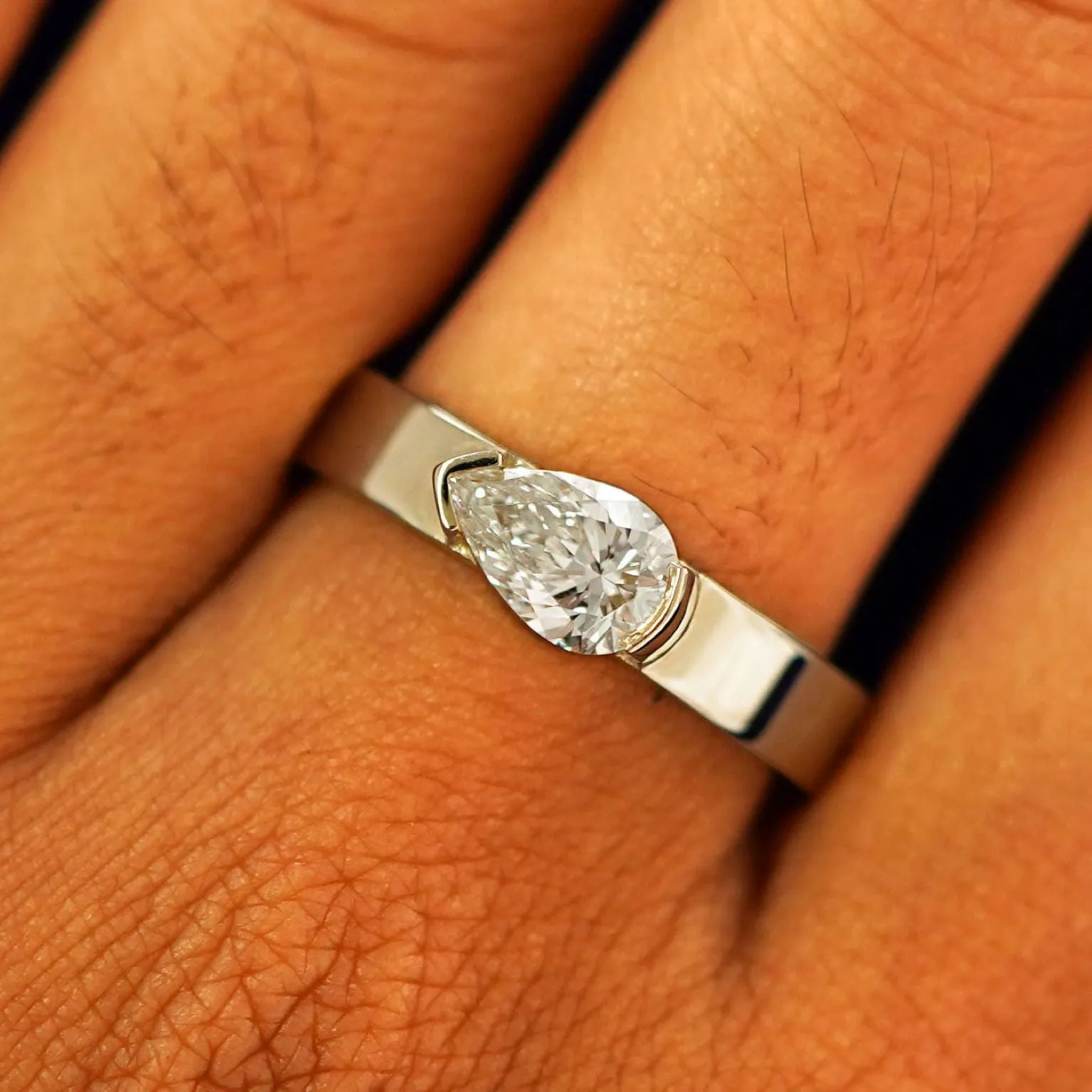 Pear Lab Diamond Ring