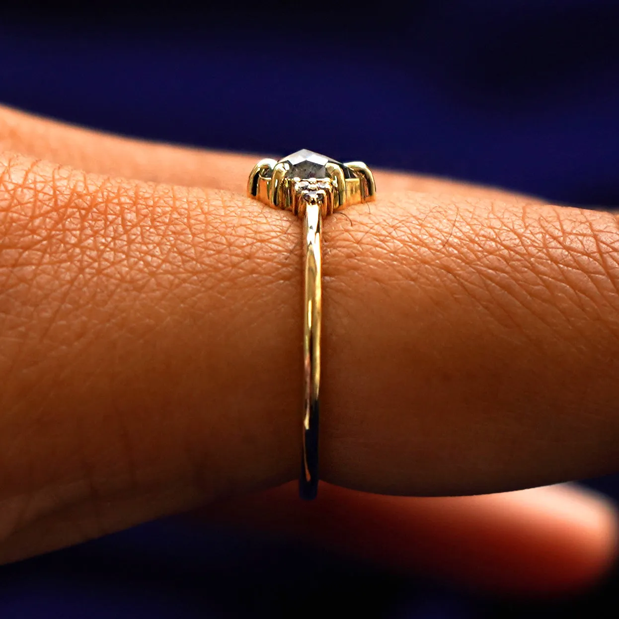 Pear Salt and Pepper Diamond Cluster Ring