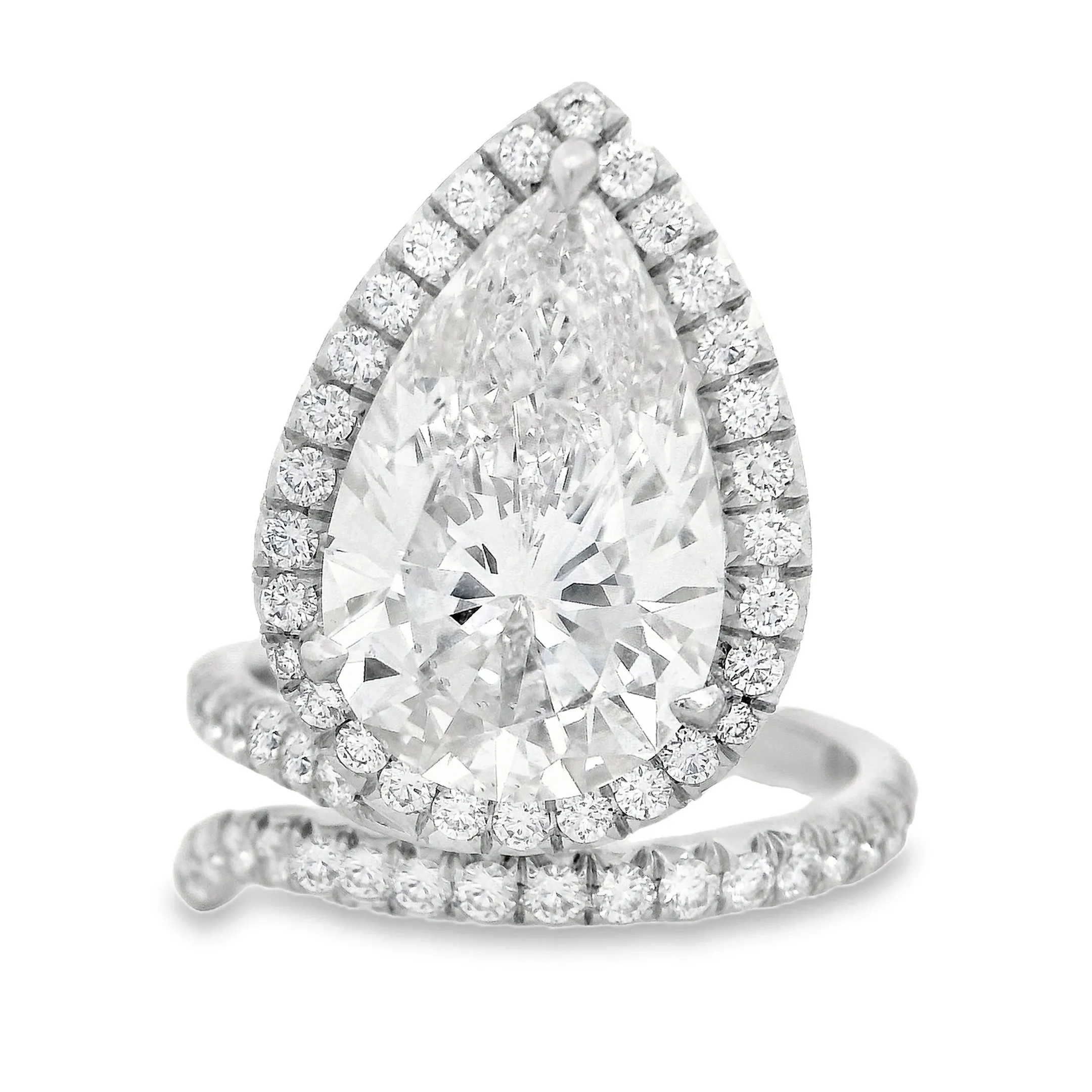 Pear Shape Diamond Platinum Engagement Ring