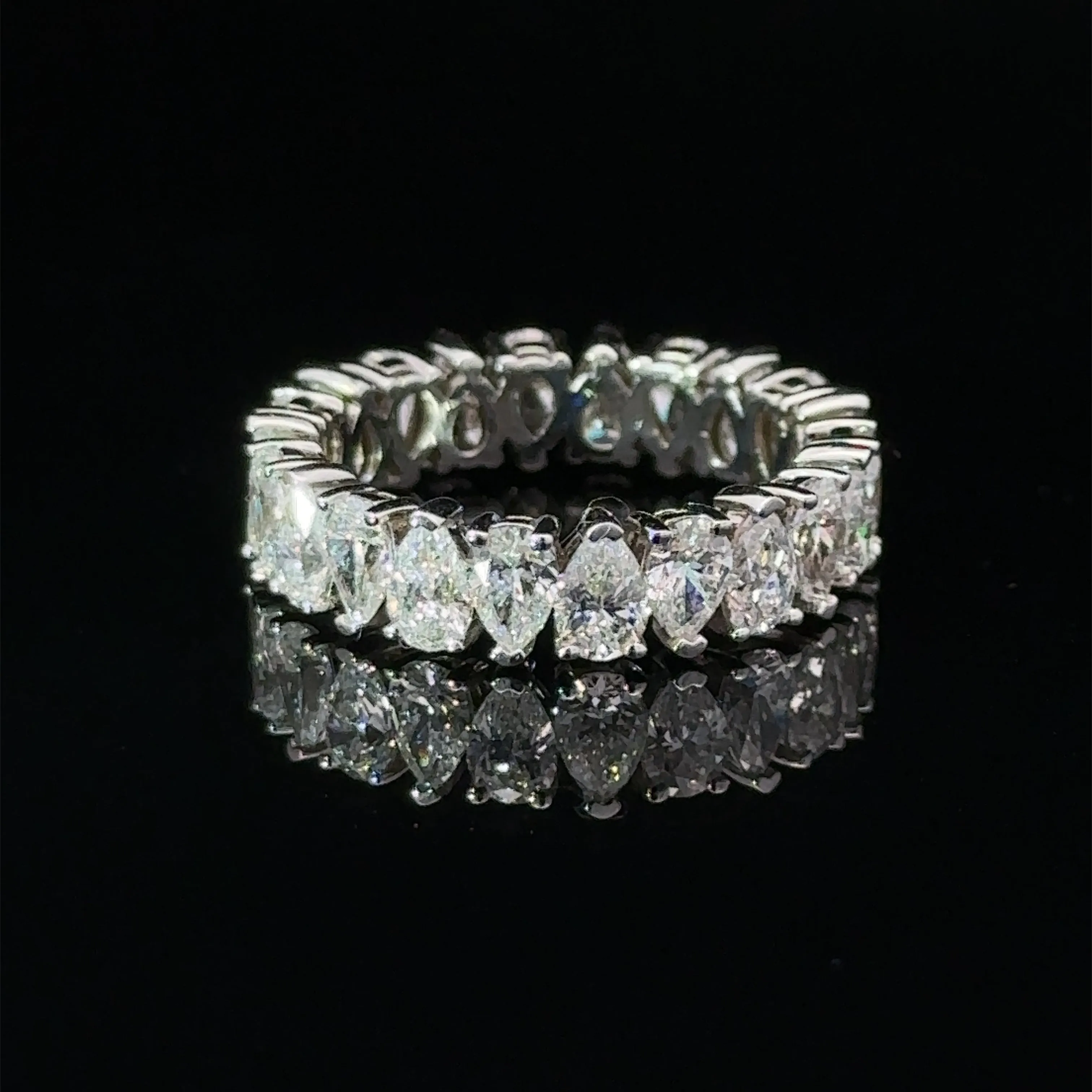 Pear Shape Eternity Wedding Band in 18K White Gold