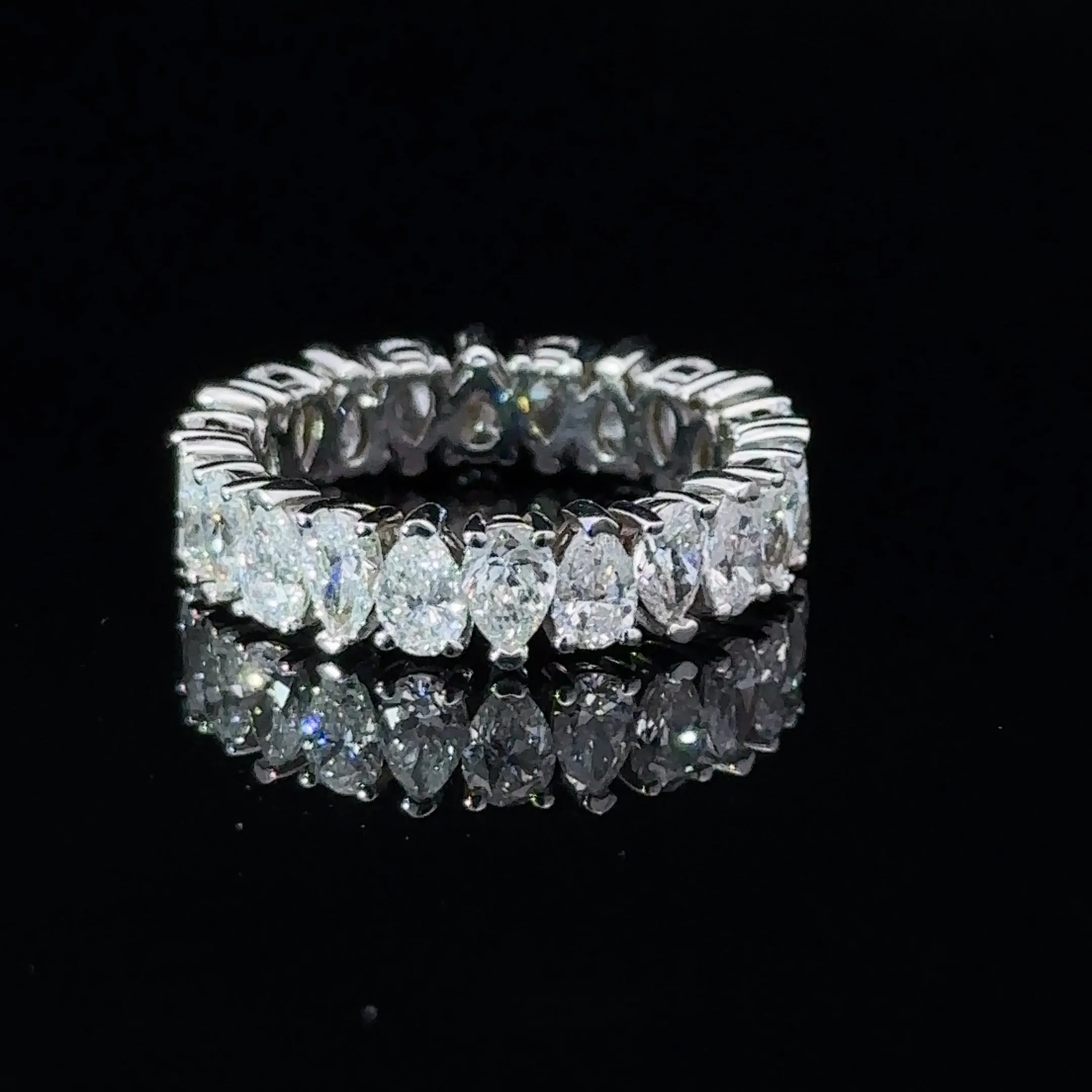 Pear Shape Eternity Wedding Band in 18K White Gold