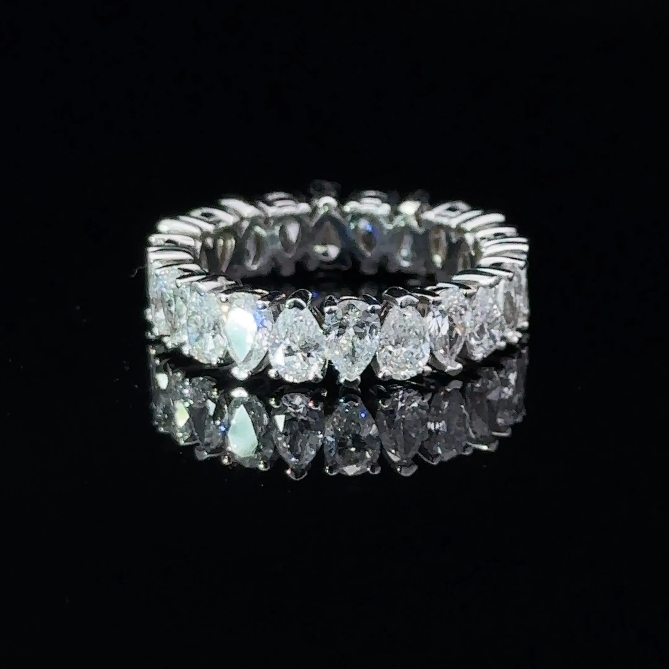 Pear Shape Eternity Wedding Band in 18K White Gold