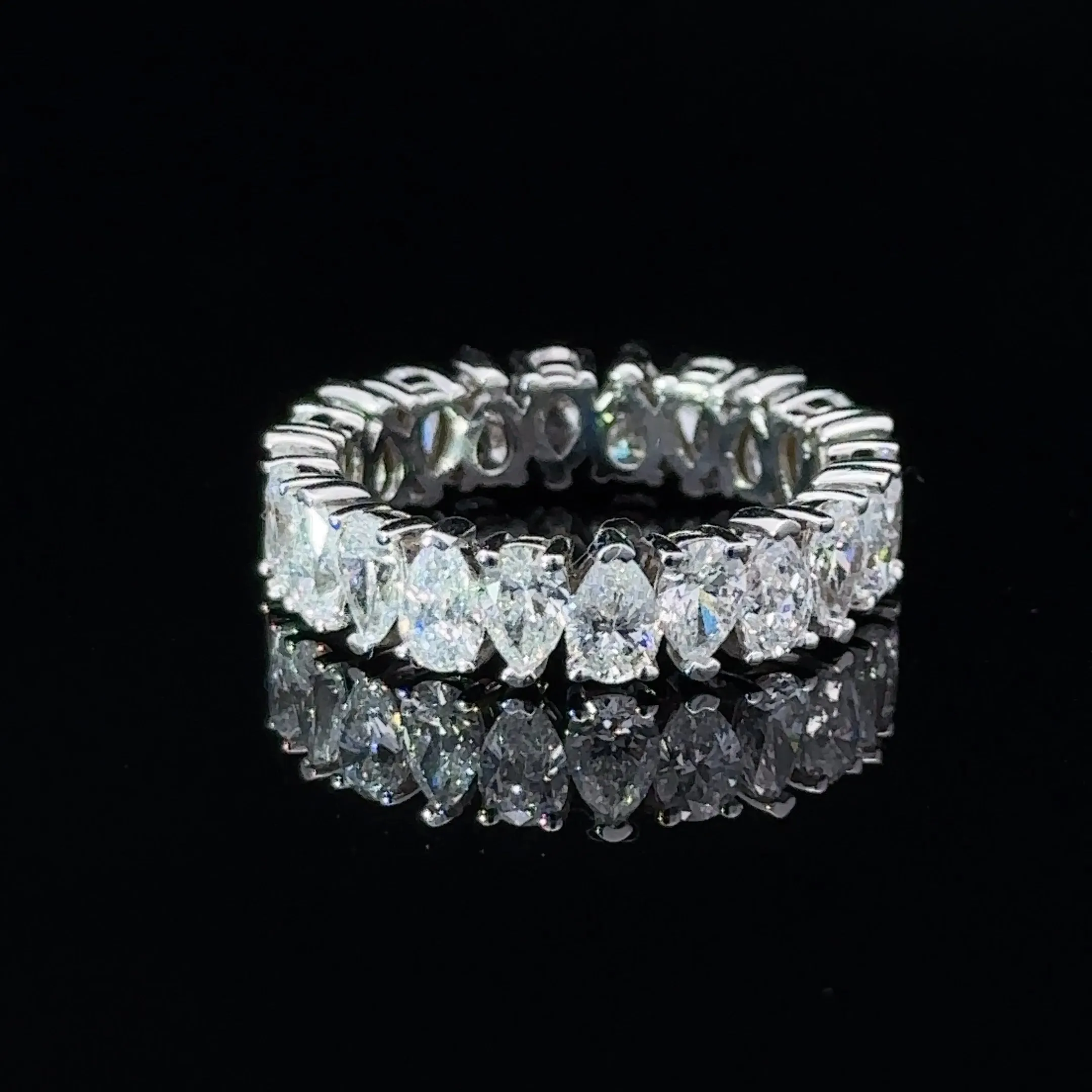 Pear Shape Eternity Wedding Band in 18K White Gold