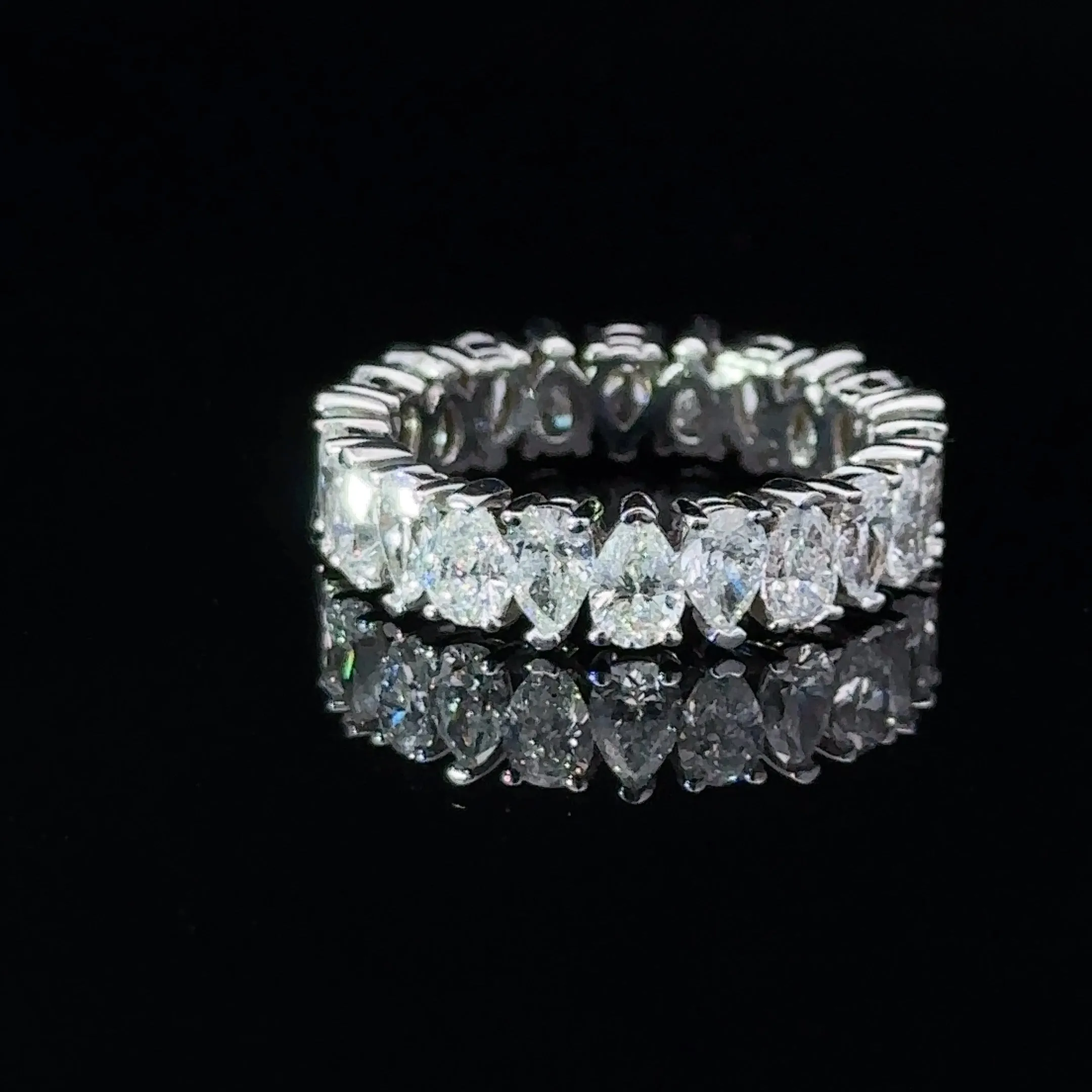 Pear Shape Eternity Wedding Band in 18K White Gold