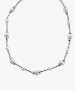 PEARL & SILVER BEADED NECKLACE