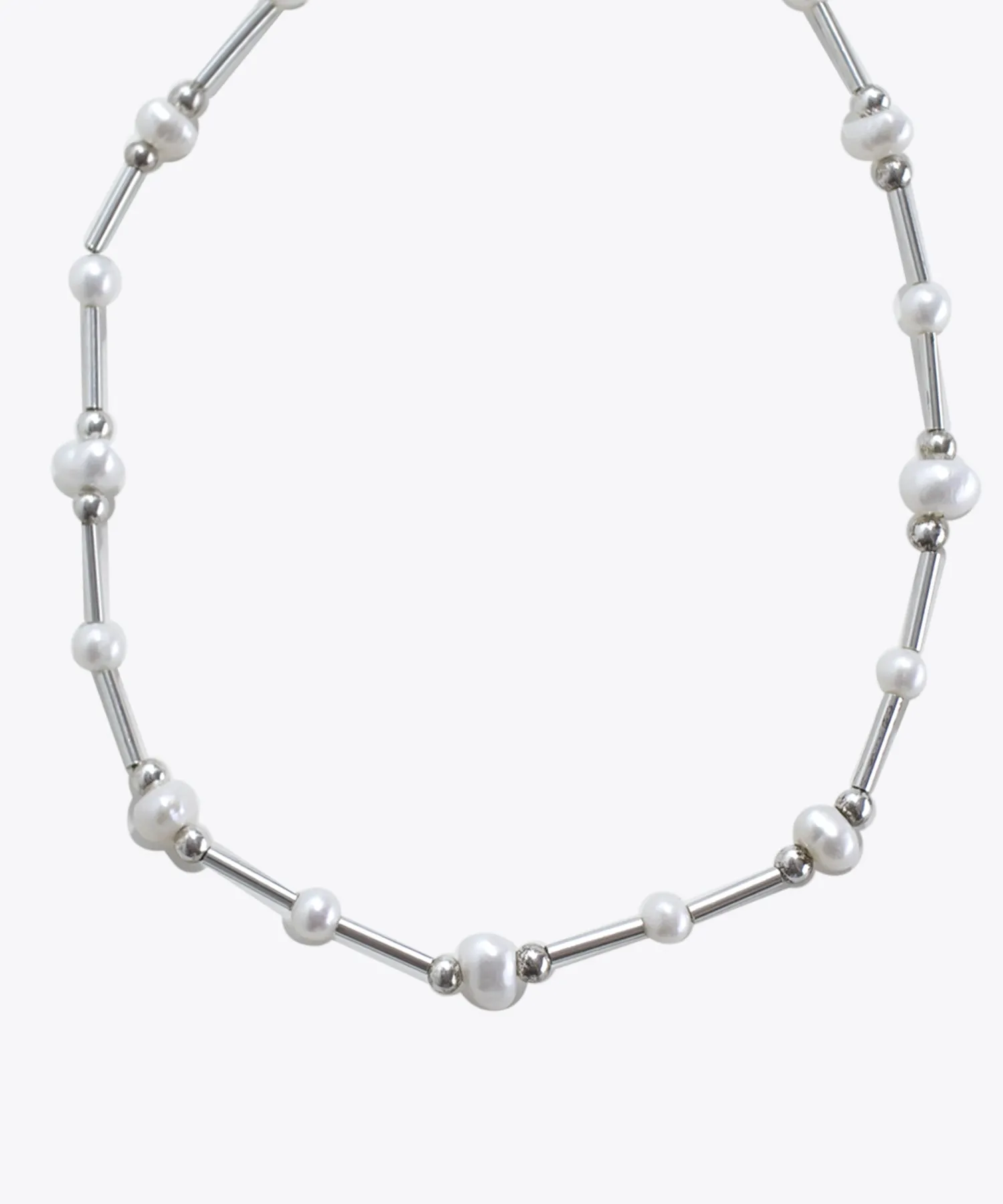 PEARL & SILVER BEADED NECKLACE