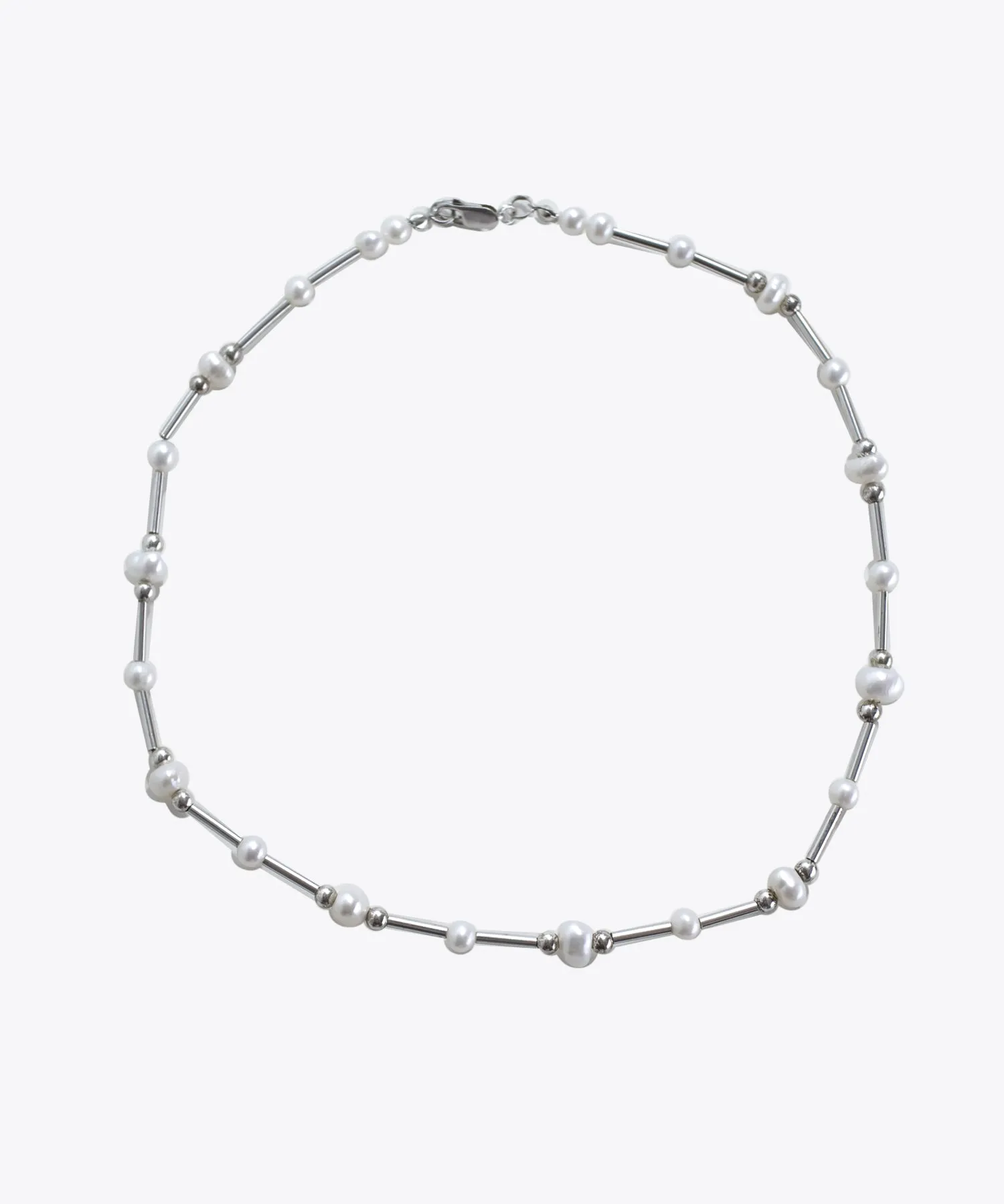 PEARL & SILVER BEADED NECKLACE