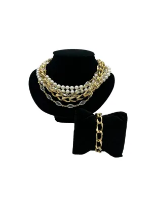 Pearl, Crystal & Gold Chain Vintage Jewelry Curated Collection