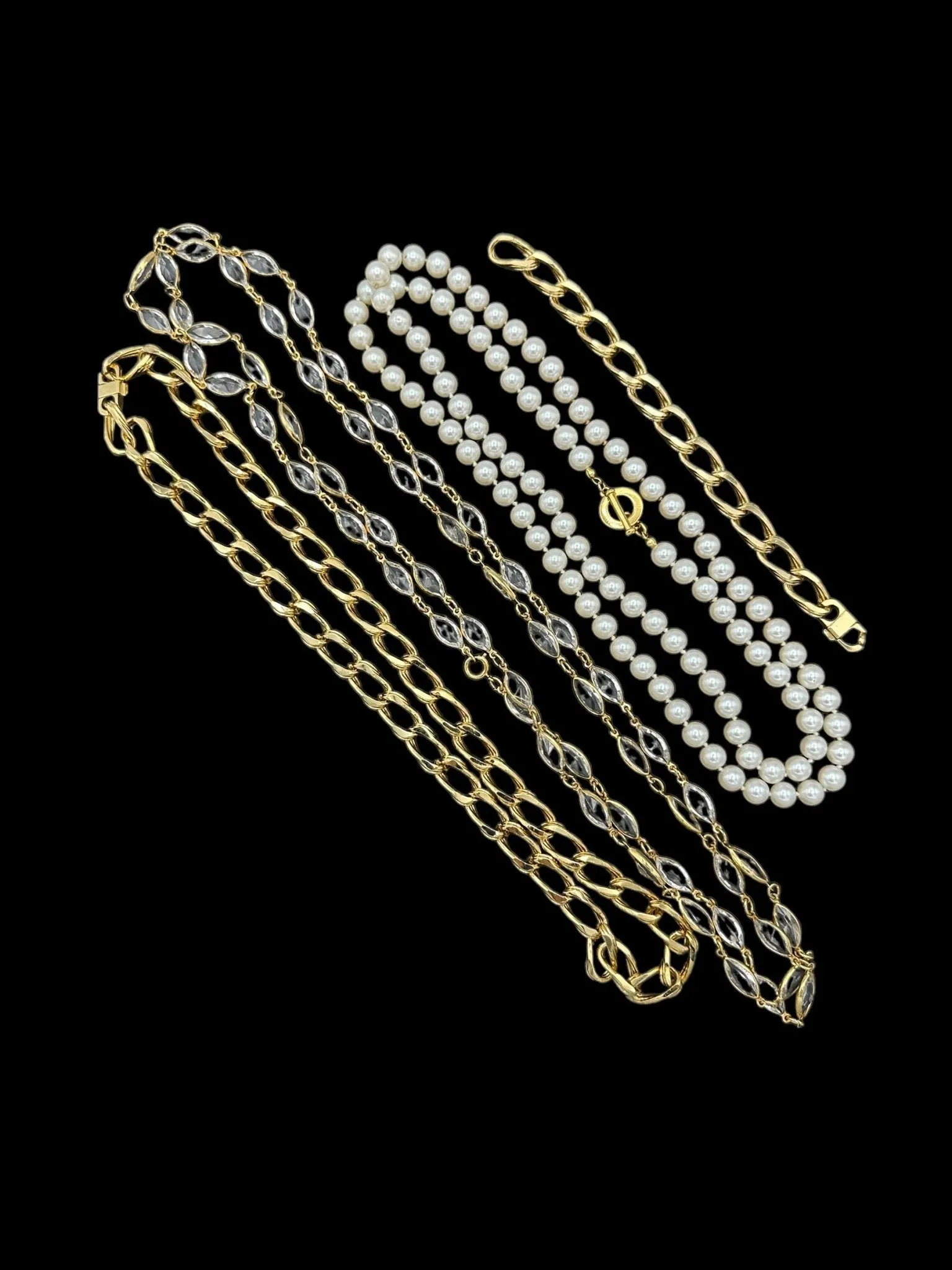 Pearl, Crystal & Gold Chain Vintage Jewelry Curated Collection