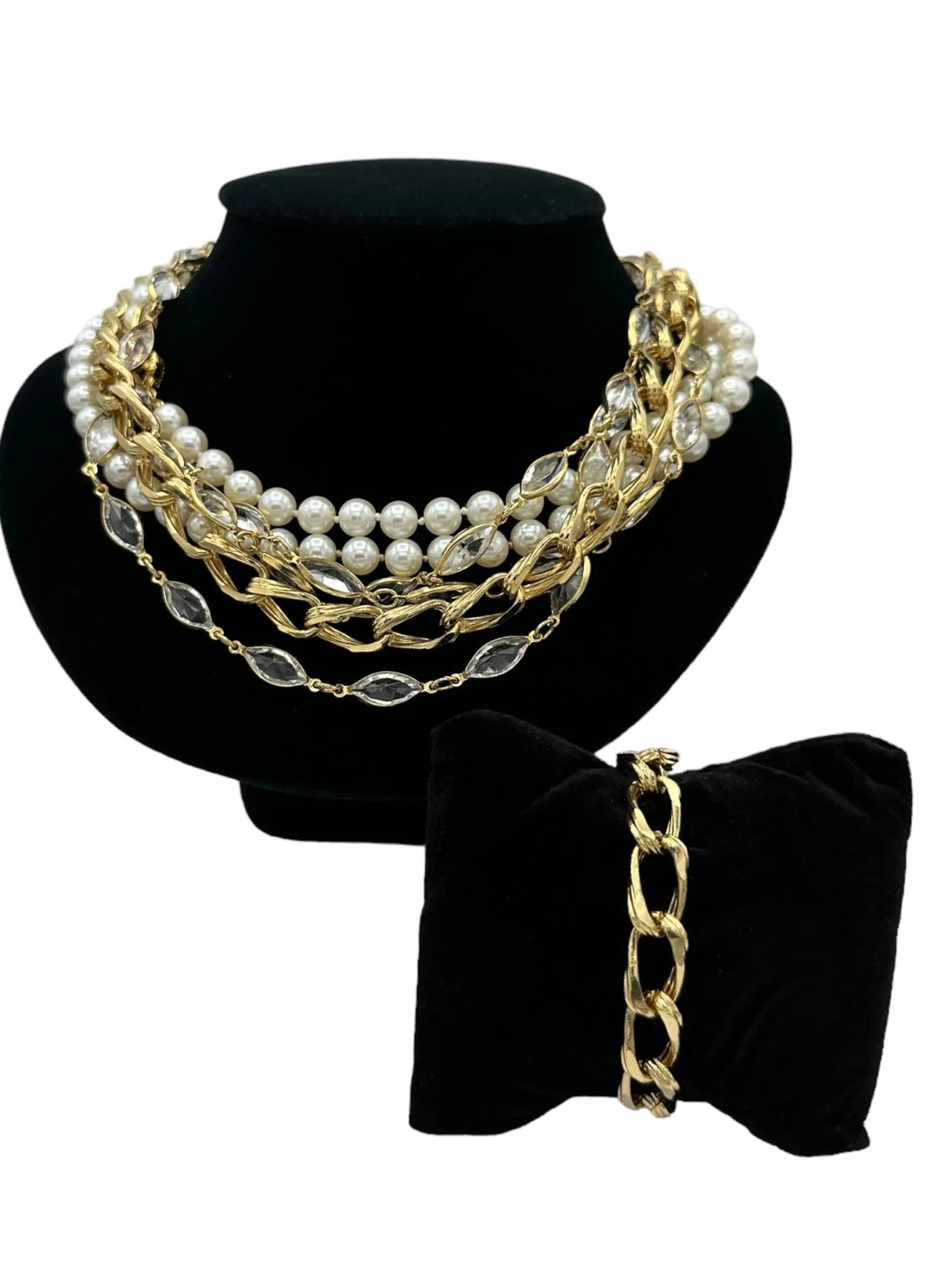 Pearl, Crystal & Gold Chain Vintage Jewelry Curated Collection